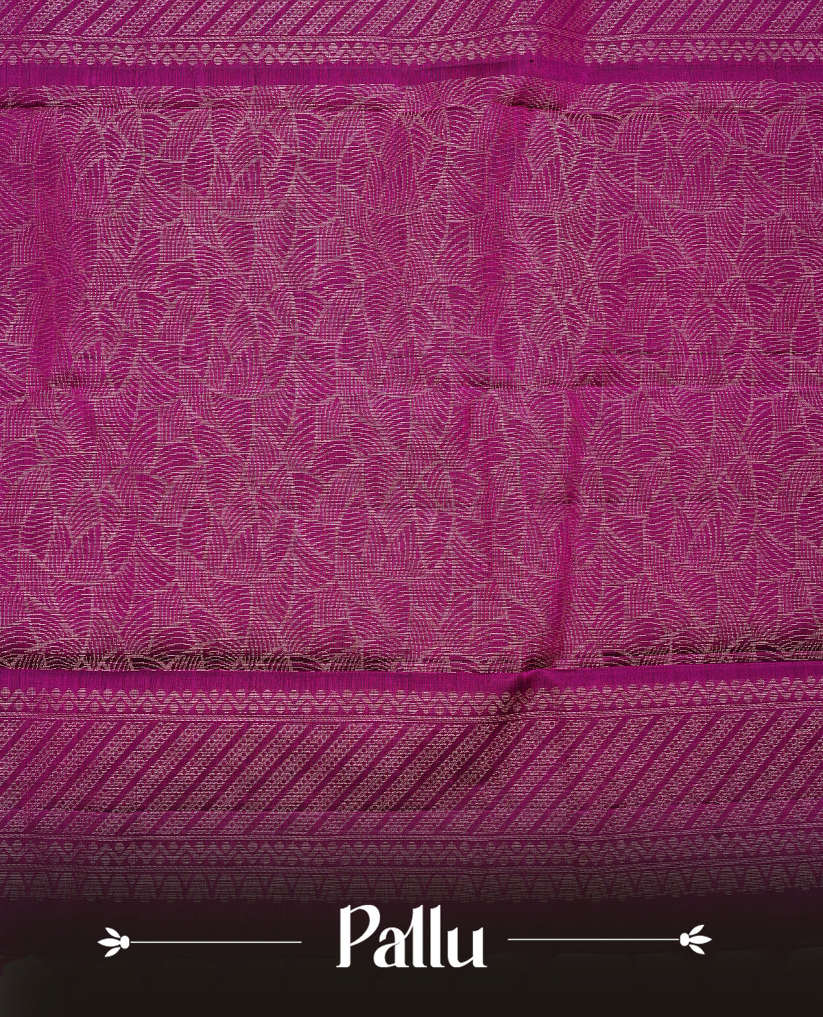 Magenta Colour soft silk saree featuring elegant self woven leaf motifs across the body, complemented by a richly woven self design pallu, paired with a matching plain blouse piece.