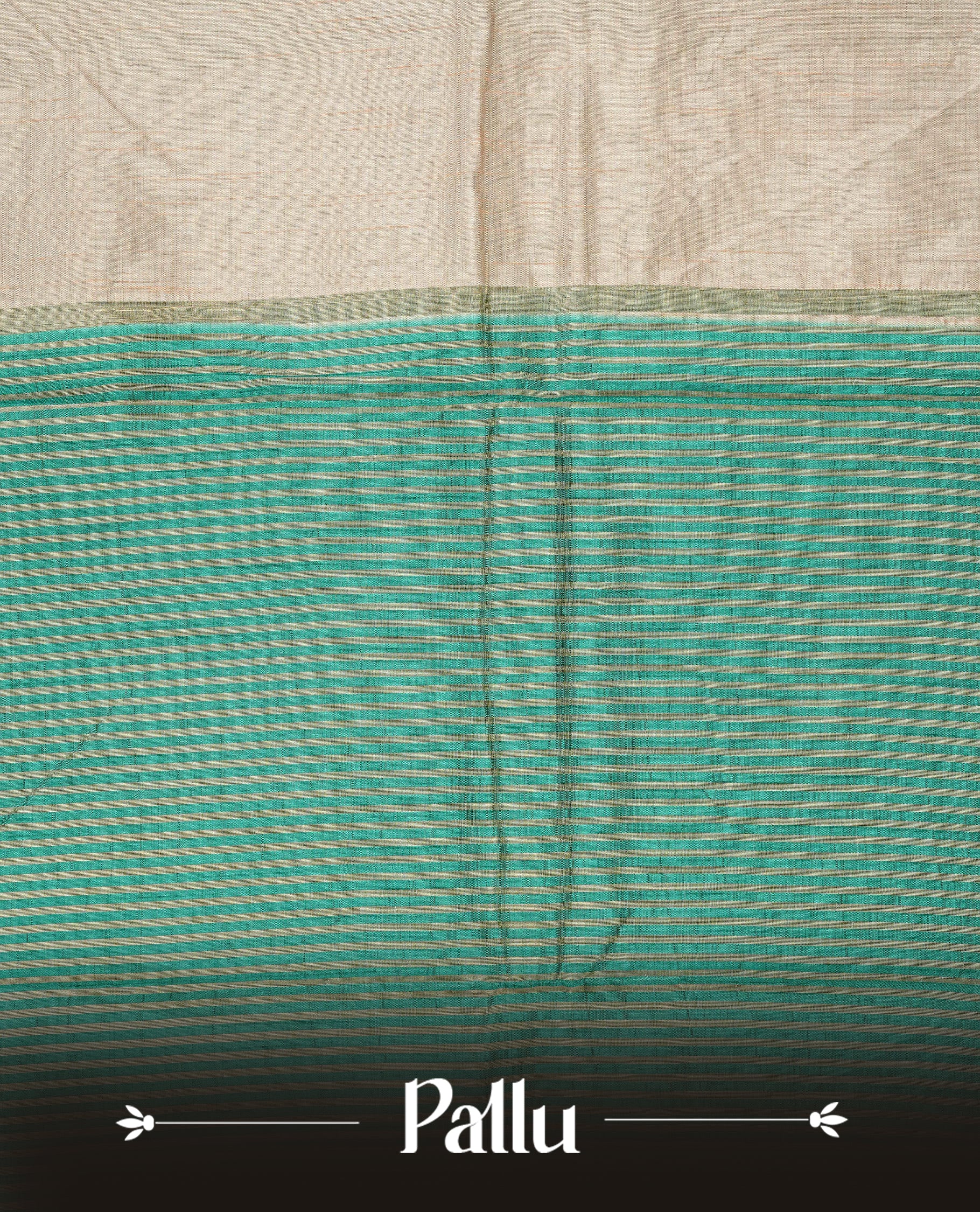 Light Gold Tussar saree featuring Gold zari buttas on body, complemented by contrast Green Colour with Gold zari border, comes with matching blouse piece.
