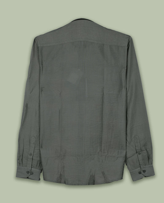 Grey colour full sleeve shirt features a rounded spread collar and a watercolor style floral print in orange, majenta, and green & its ideal for both casual days and laid back evenings.