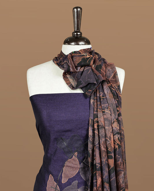 Purple colour churidar material featuring thread & sequins Worked pattern on body, comes with matching bottom and dupatta.