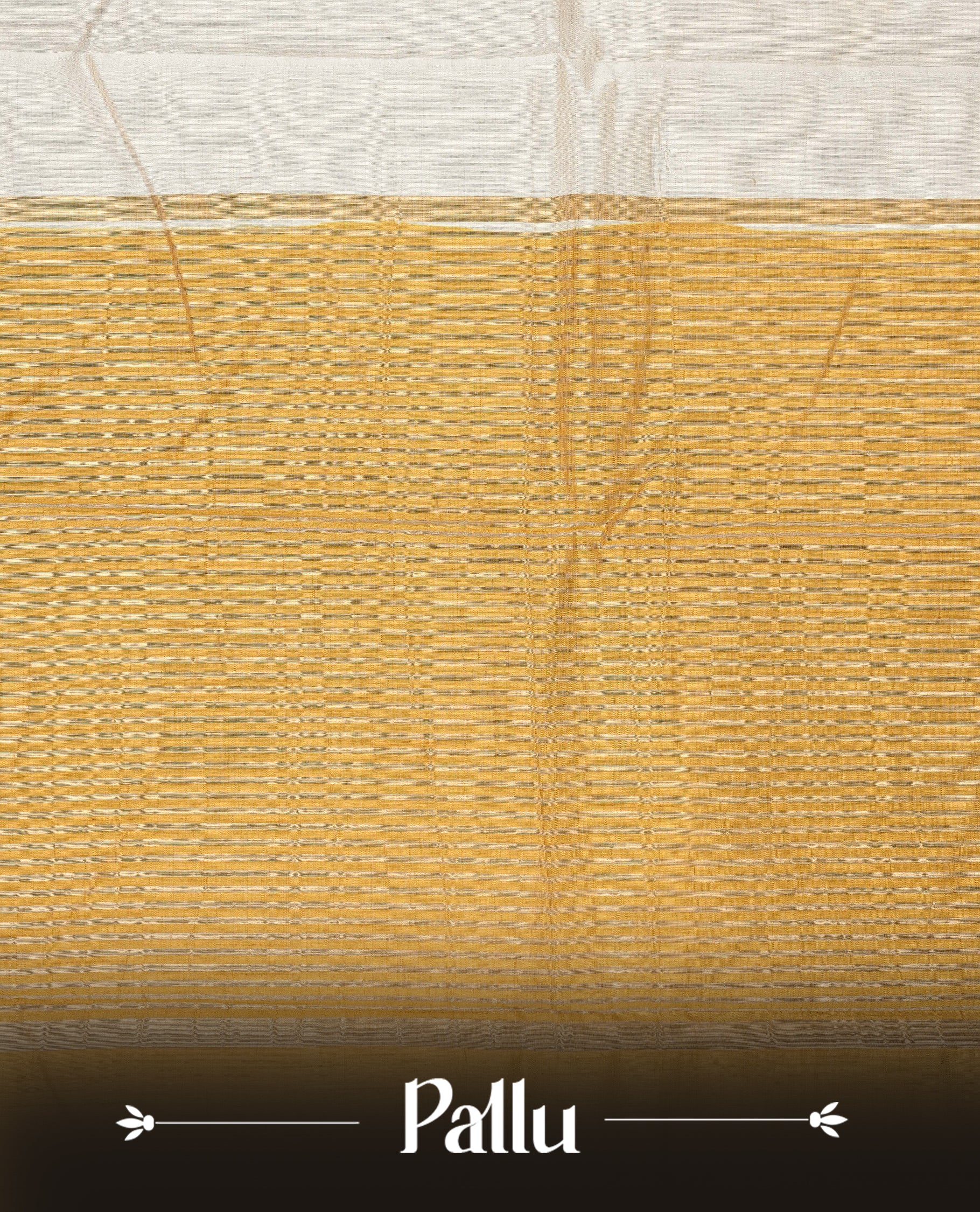 Off white Tussar saree featuring Elegant body, complemented by contrast Mustard Colour with Gold zari border, comes with matching blouse piece.