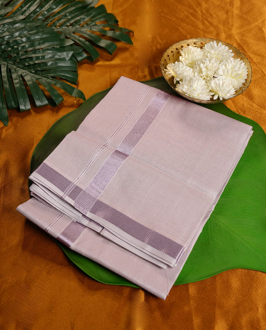 Pink Colour MINISTER WHITE Cotton double Dhoti with Pink Colour Border for Men