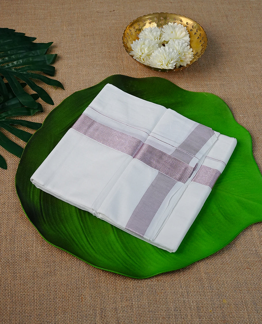 Off White Colour Cotton Double Dhoti Finished With A Classic Rose Gold  kara.