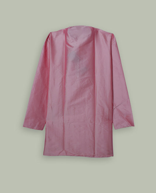 Pink colour mens kurta featuring elegant embroidery on the neckline & Crafted in a refined style with full sleeves, offering a perfect blend of tradition.