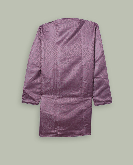 Dusty lavender colour mens kurta featuring elegant self colour embroidery across body & Crafted in a refined style with full sleeves, offering a perfect blend of tradition.