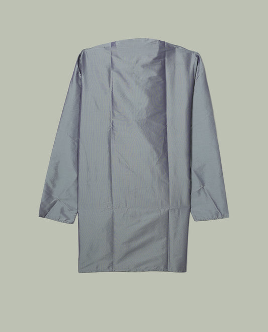 Silver colour mens kurta featuring elegant embroidery on the neckline & Crafted in a refined style with full sleeves, offering a perfect blend of tradition.