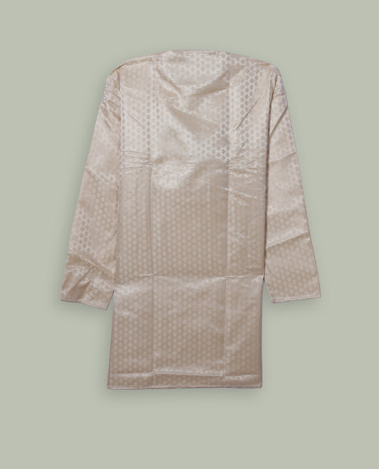 Cream colour mens kurta featuring elegant self colour embroidery across body & Crafted in a refined style with full sleeves, offering a perfect blend of tradition.