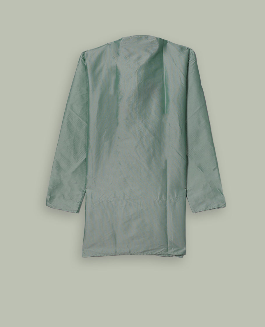 Mint colour mens kurta featuring elegant embroidery on the neckline & Crafted in a refined style with full sleeves, offering a perfect blend of tradition.