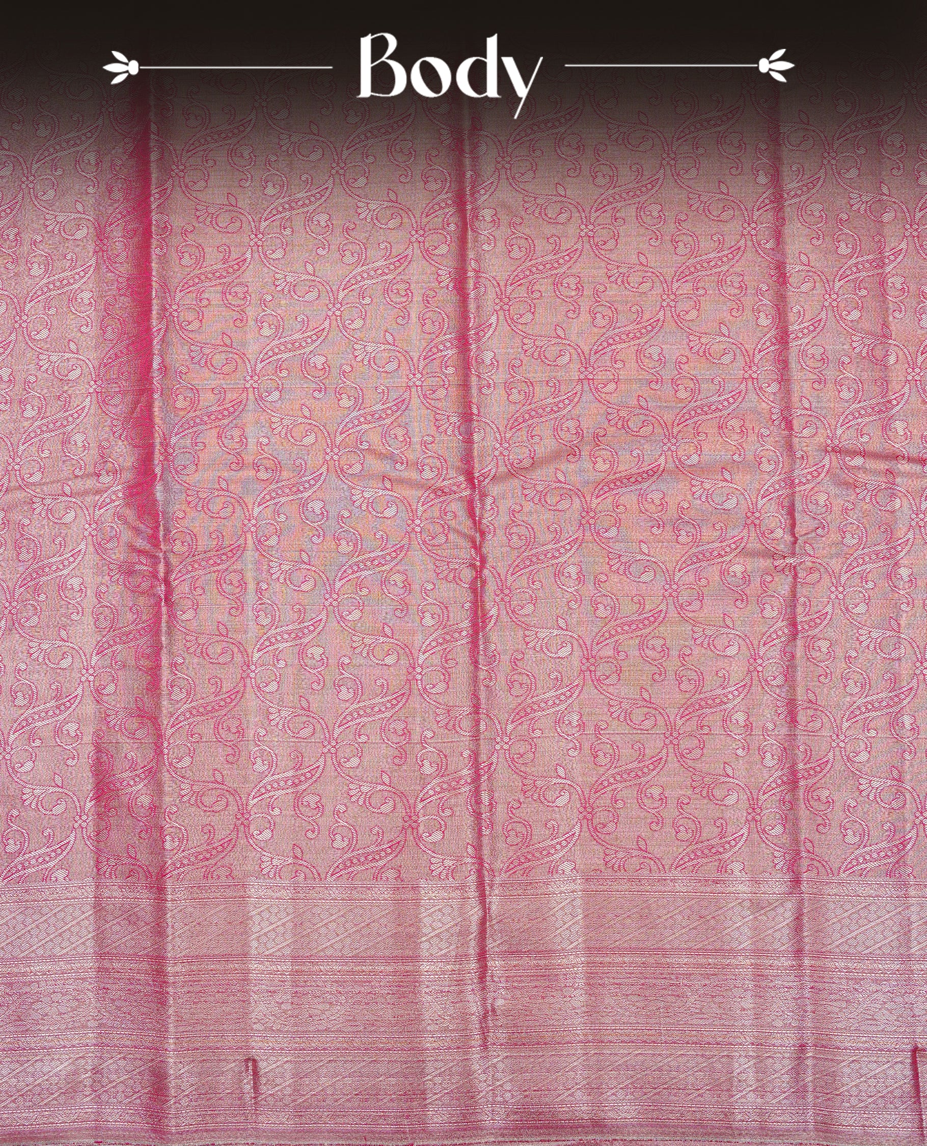 Magenta & Light gold colour Double shade Semi tissue silk saree featuring gold zari kodi pattern on body, self colour with traditional border, paired with matching.
