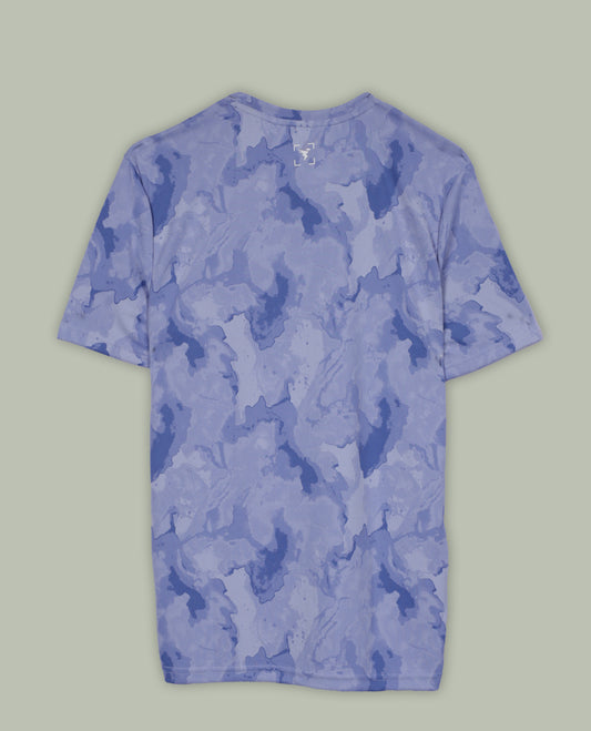 Pastel purple colour T shirt featuring a subtle self print design, comfortable short sleeves, and a classic round neck for a casual, stylish look.