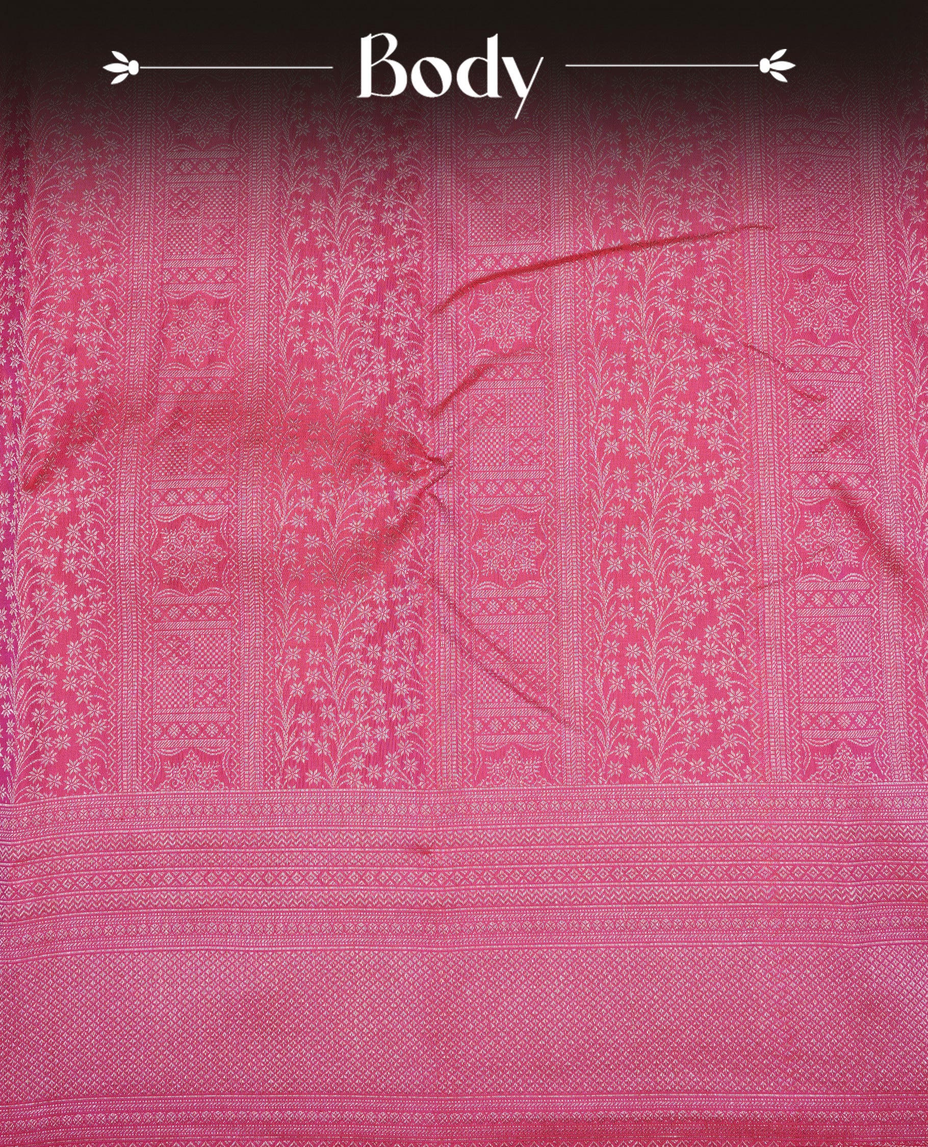 Maroon Pink Colour Wedding silk saree Featuring Gold Zari Pattern on Body, Finished with Self colour With Traditional border, Comes with Matching Blouse Piece.