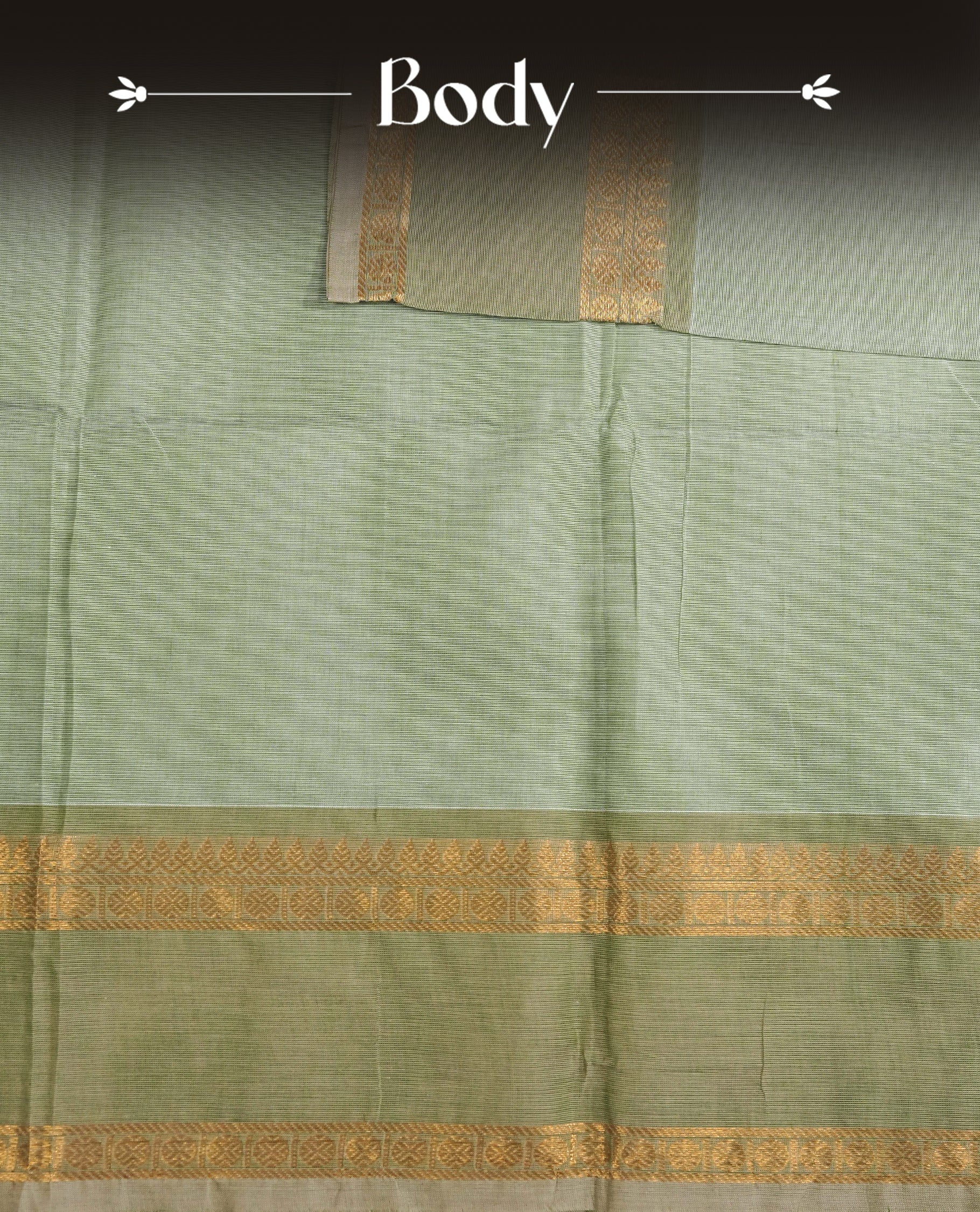 Mint colour chettinad cotton saree Featuring Elegant plain on body, complemented by contrast Olive colour with zari border, comes with matching blouse piece.