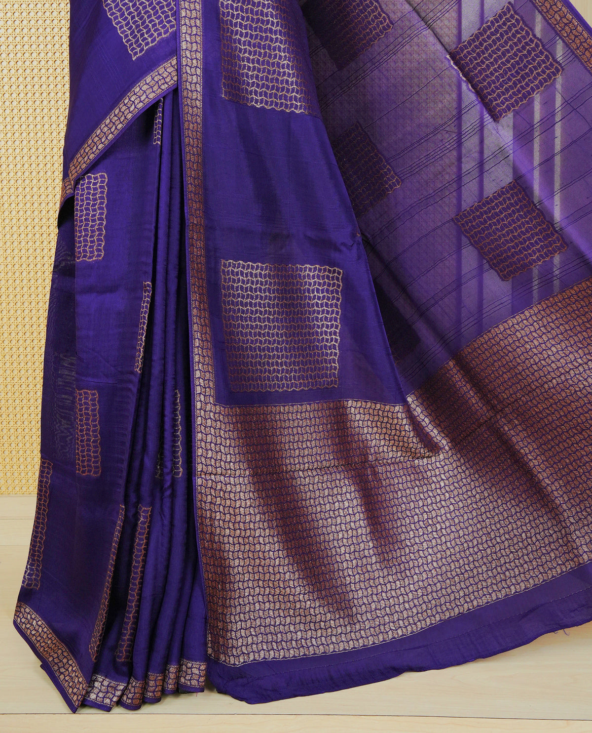 Rich purple colour semi banaras tussar georgette saree