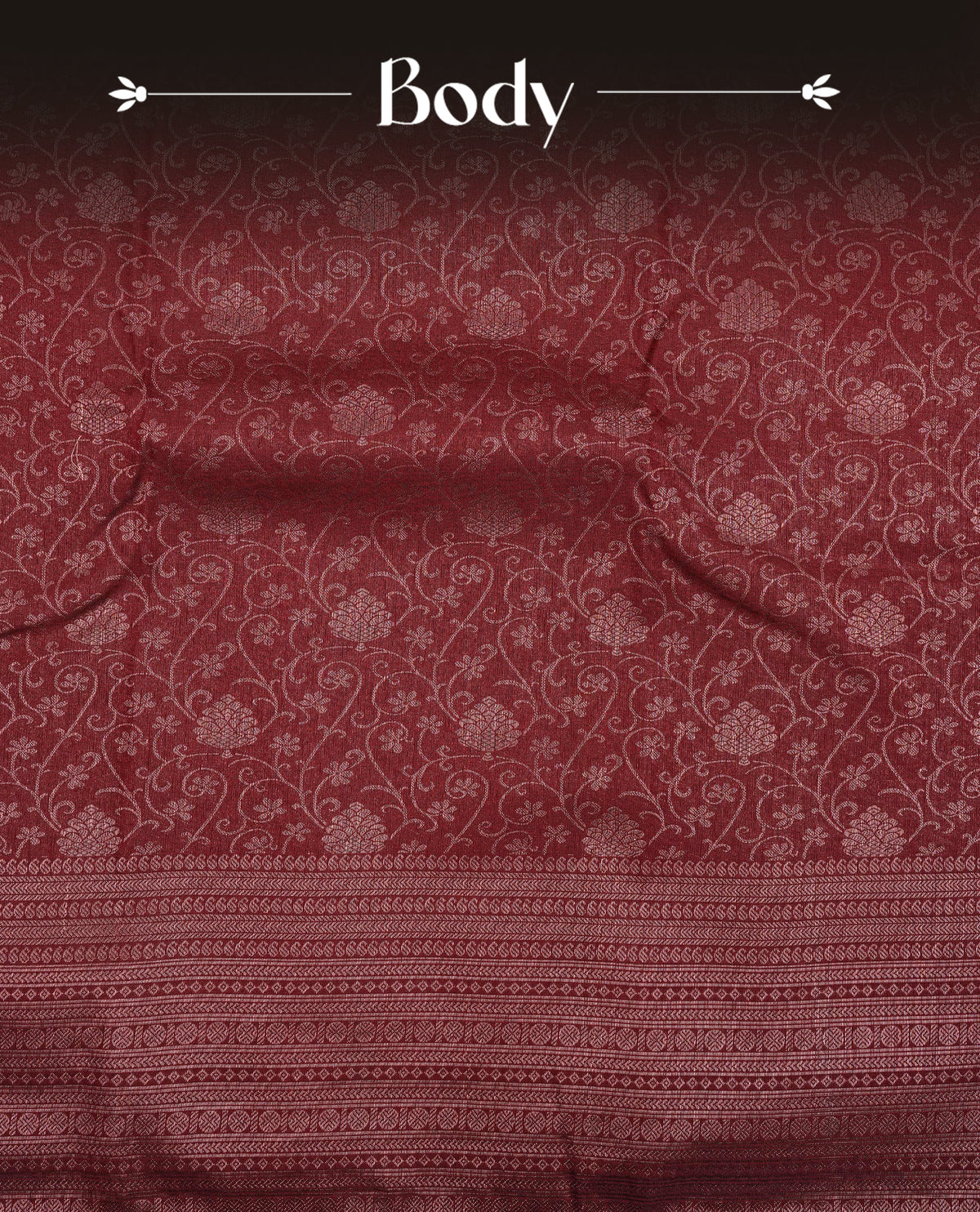 Reddish brown colour semi silk saree featuring antique zari kodi patterns on body, contrast self colour with traditional border on body, grand pallu comes with matching blouse piece