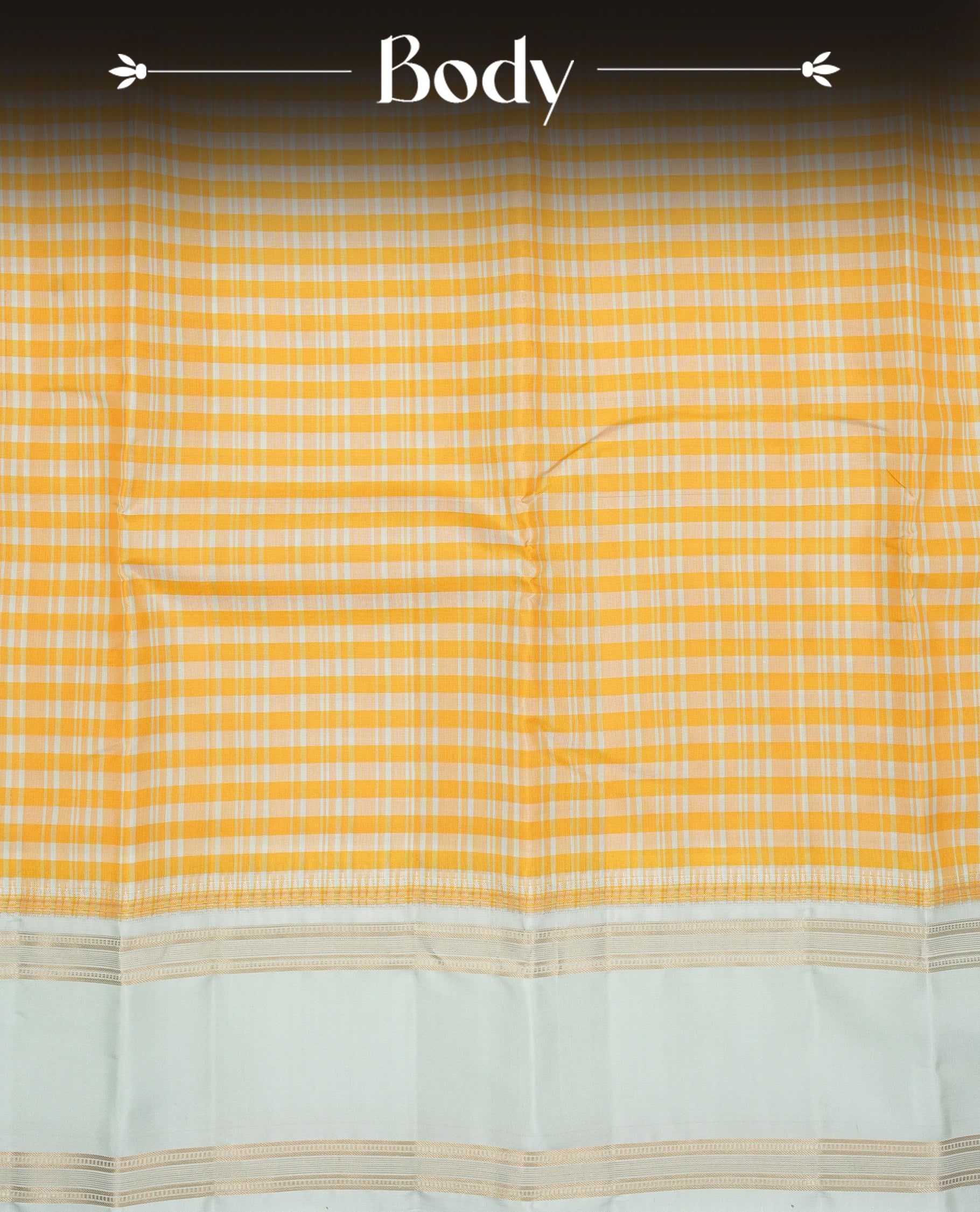 Yellow & ice Blue colour Kancheepuram silk saree featuring a check pattern on the body, complemented by Ice blue colour with Gold zari border, comes with matching blouse piece.
