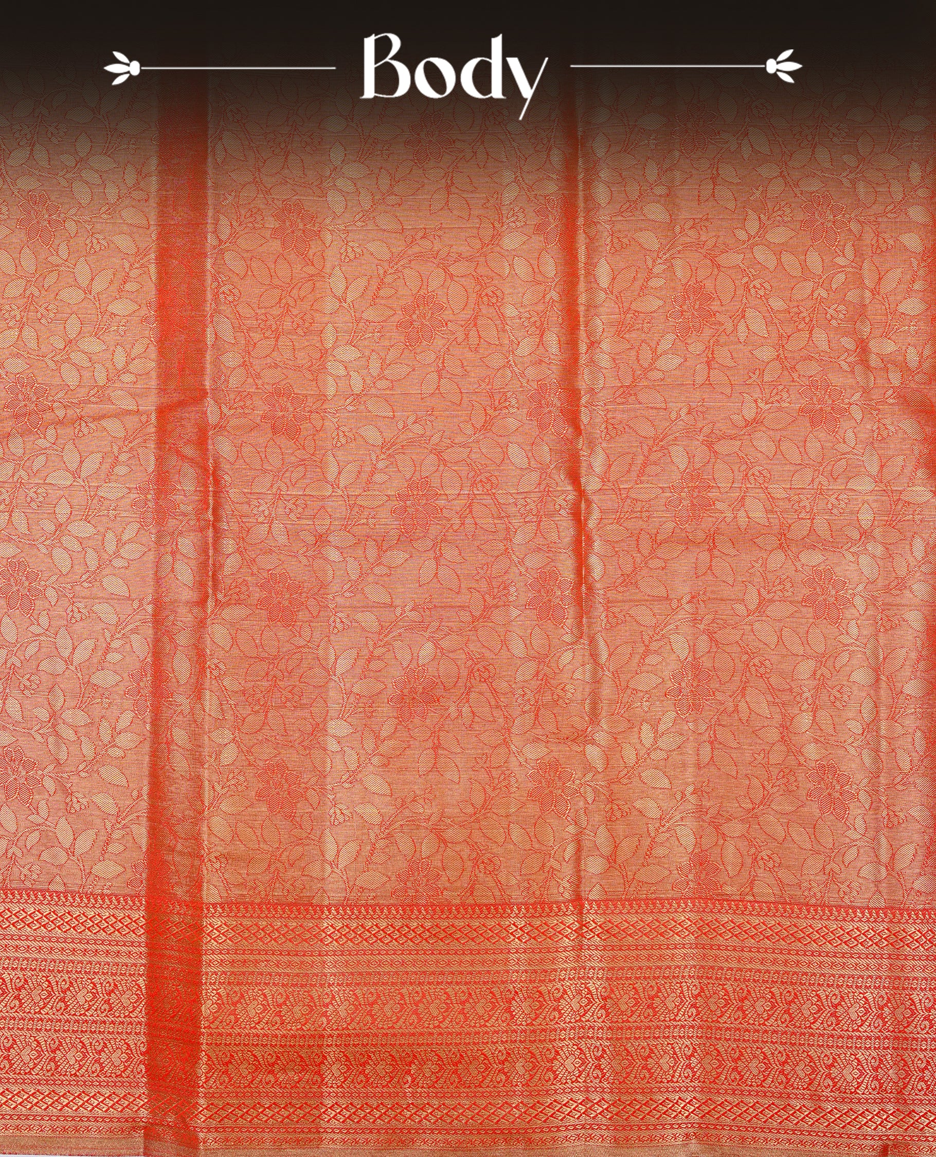 Red & Gold colour Double shade Semi tissue silk saree featuring self color kodi pattern on body, self colour with traditional border, paired with matching.