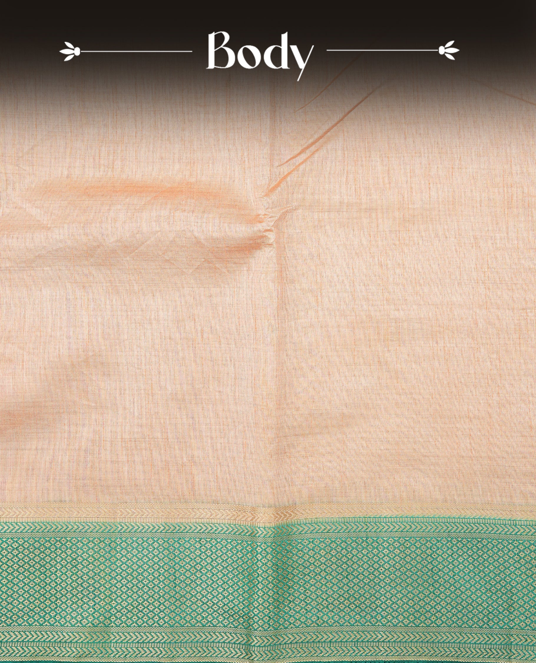 Light Gold Tussar saree featuring Gold zari buttas on body, complemented by contrast Green Colour with Gold zari border, comes with matching blouse piece.