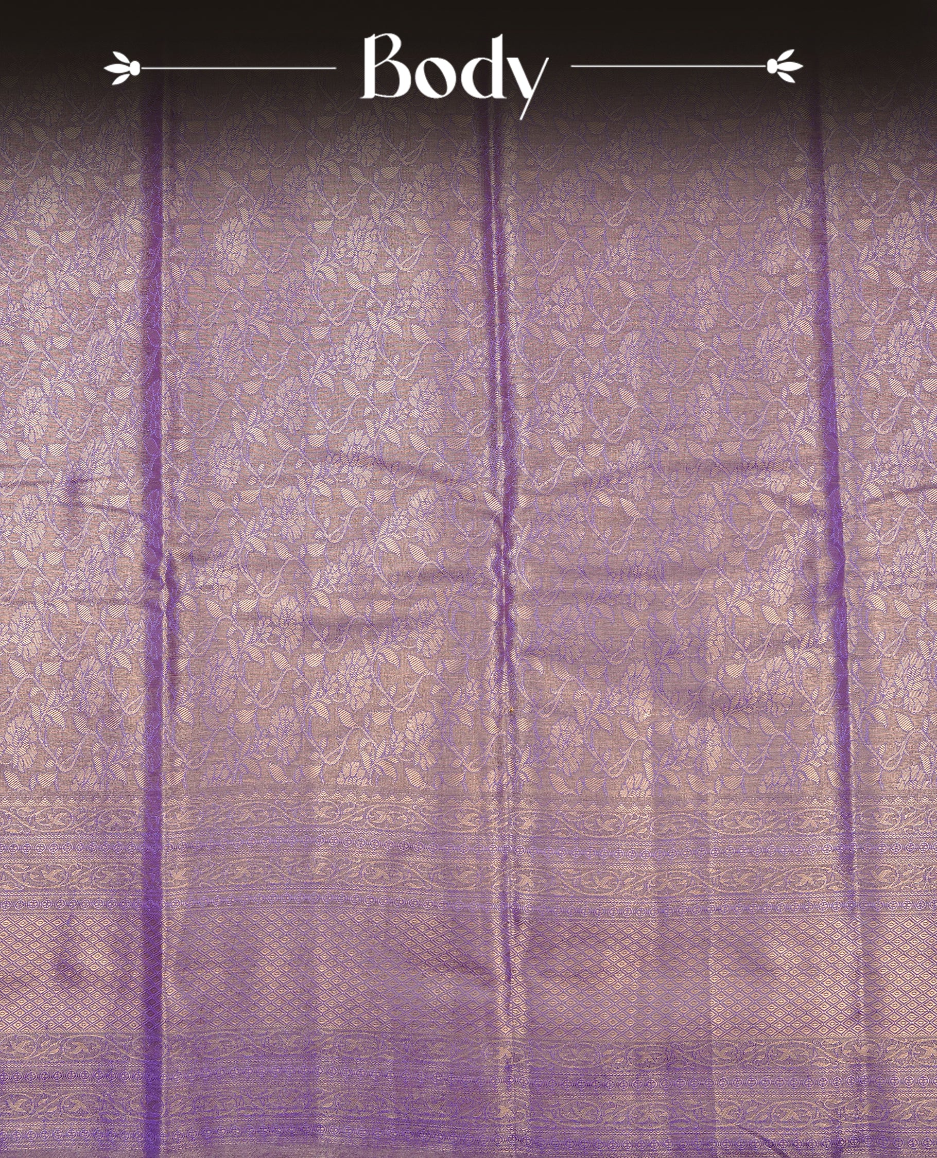 Violet & Gold colour Double shade Semi tissue silk saree featuring Gold zari kodi pattern on body, self colour with traditional border, paired with matching.