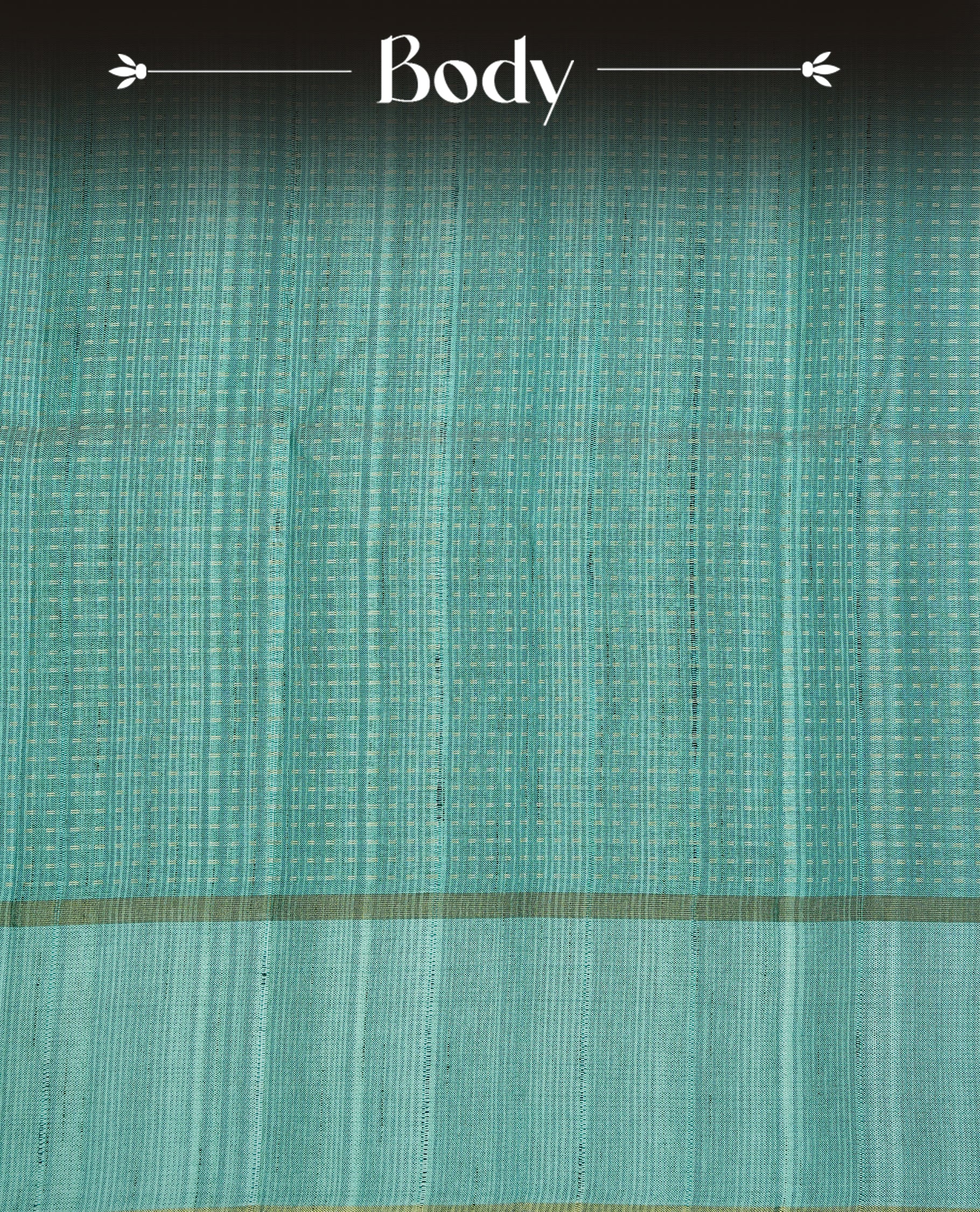 Aqua colour semi tussar silk saree featuring elegant gold zari dotted stripes across the body, enhanced with a rich zari woven border. Comes with a matching blouse piece.