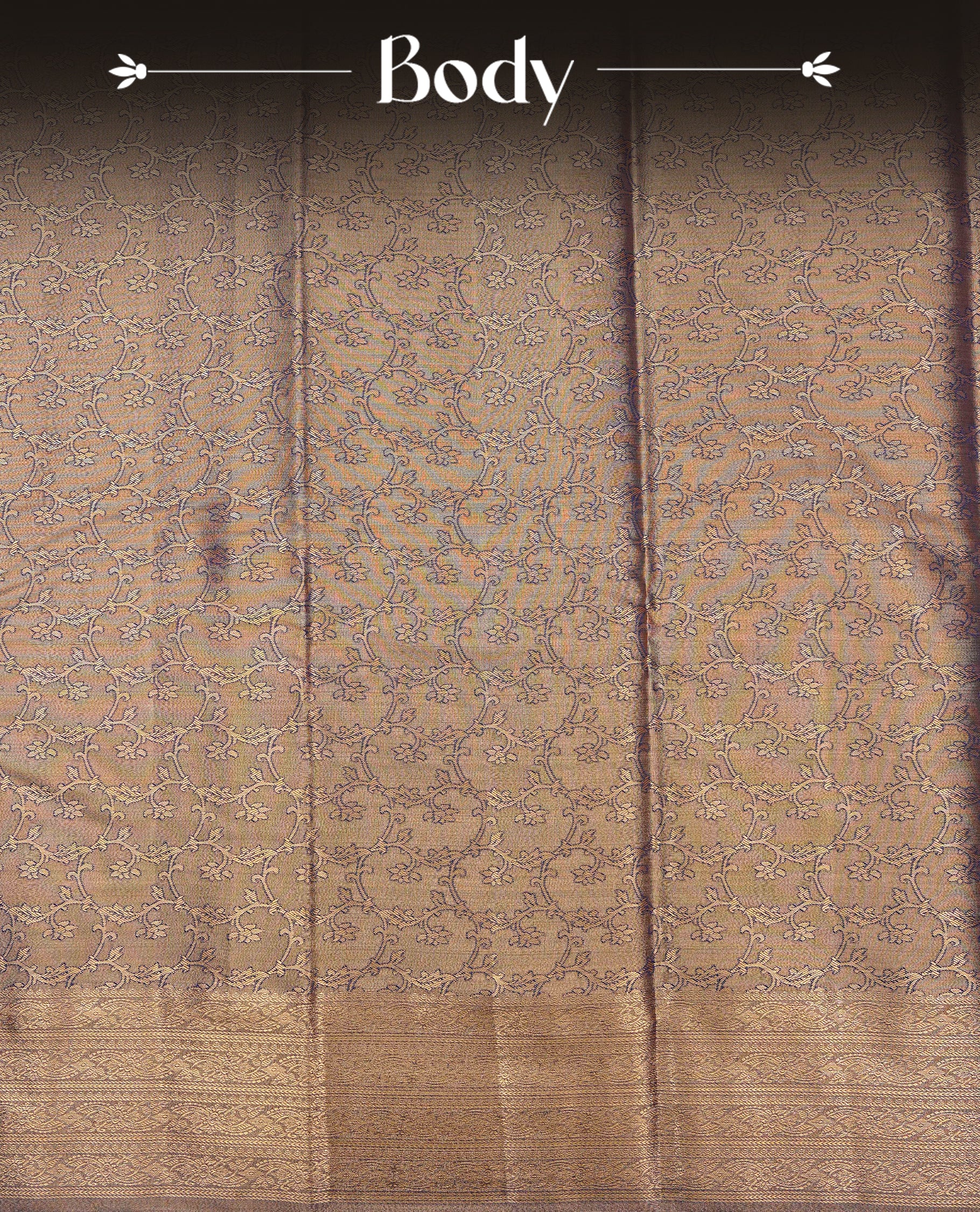 Gold & blue colour Double shade Semi tissue silk saree featuring Gold zari kodi pattern on body, self colour with traditional border, paired with matching.
