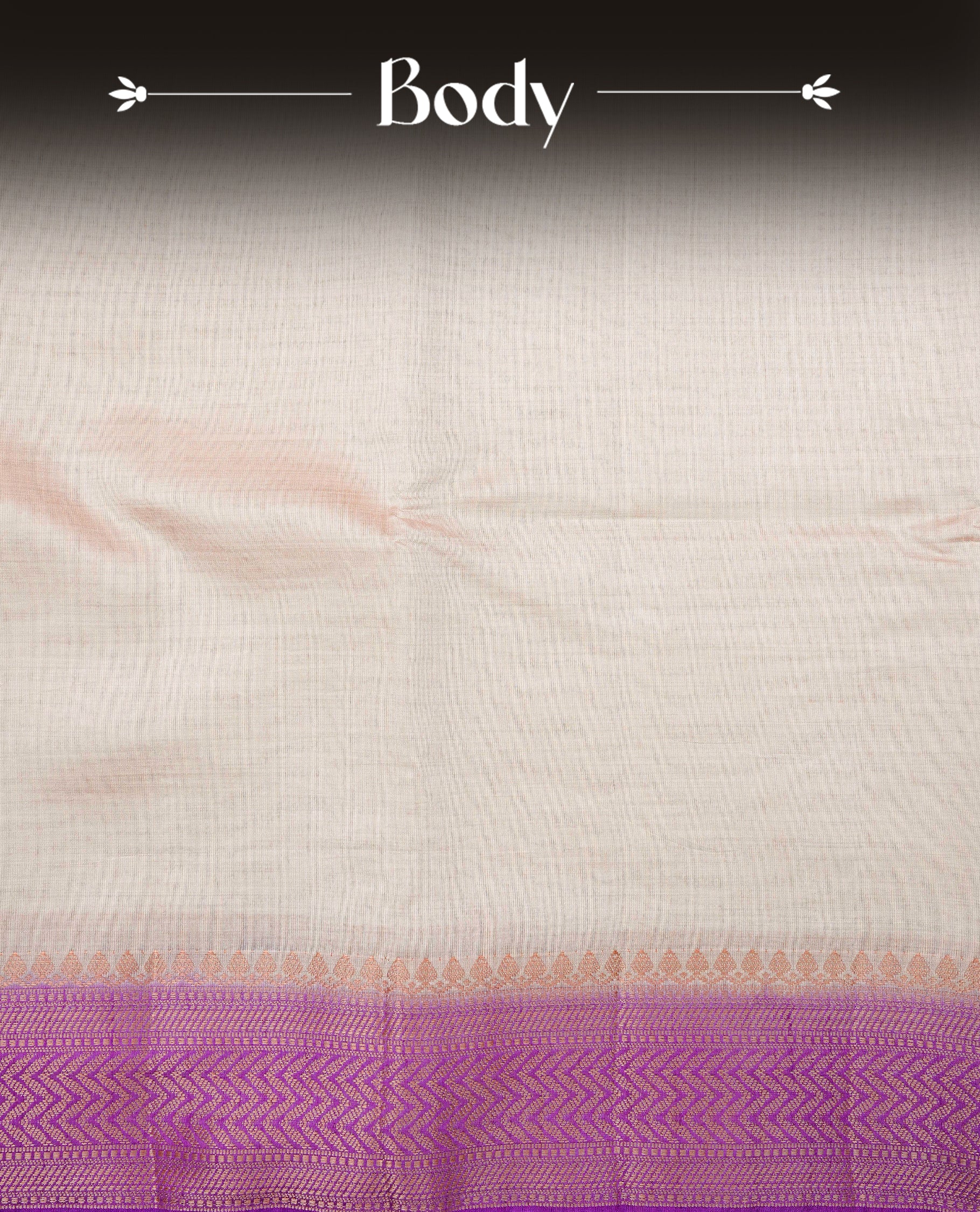 Off white Gold Tussar Saree Featuring elegant plain body, Complemented by contrast Purple colour with gold zari Border, comes with matching blouse piece.