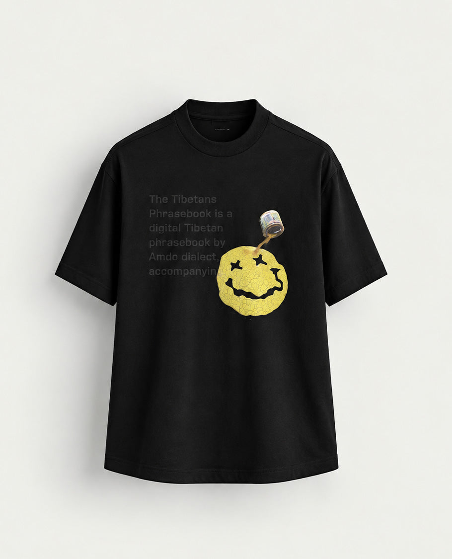 Black colour t shirt featuring round design neck, elegant Design body with a text, Half sleeve.