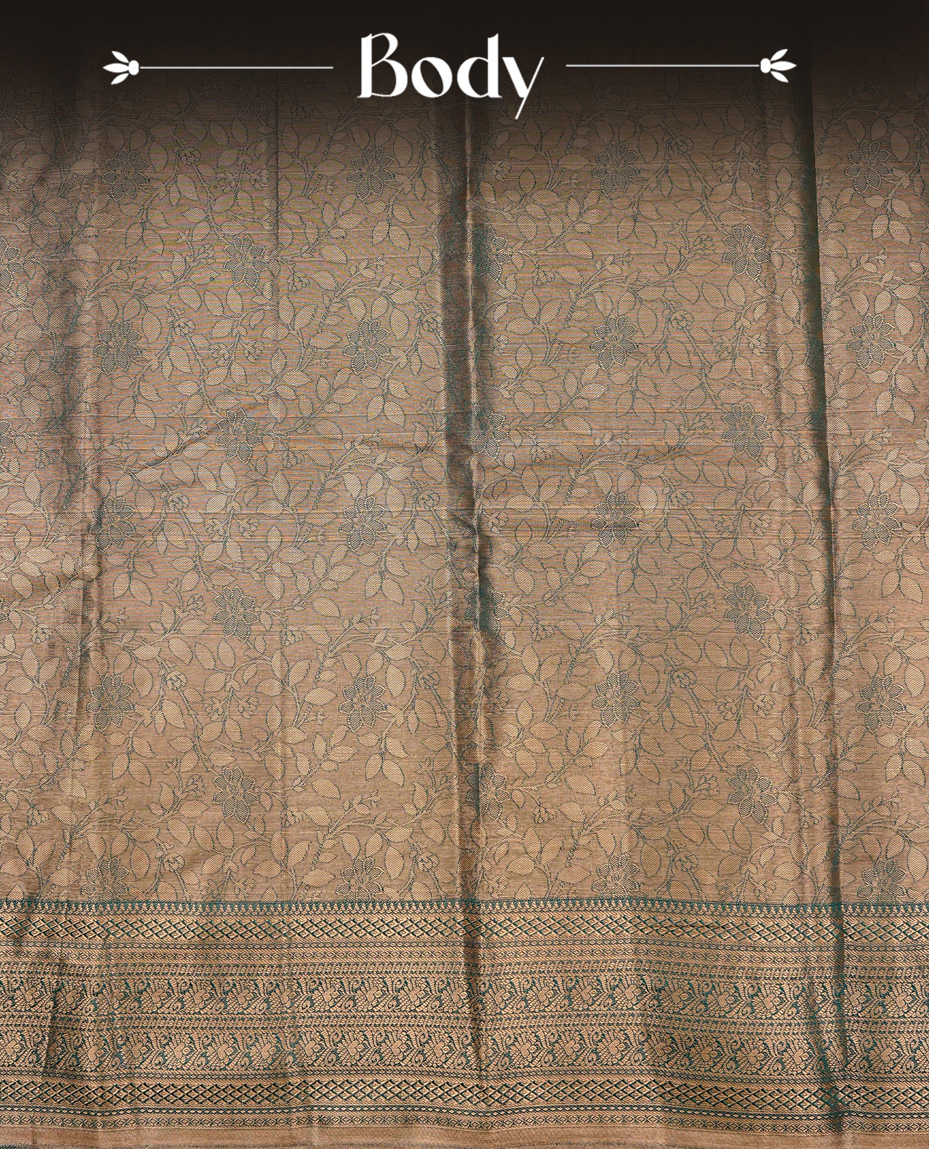 Green & Gold colour Double shade Semi tissue silk saree featuring self color kodi pattern on body, self colour with traditional border, paired with matching.