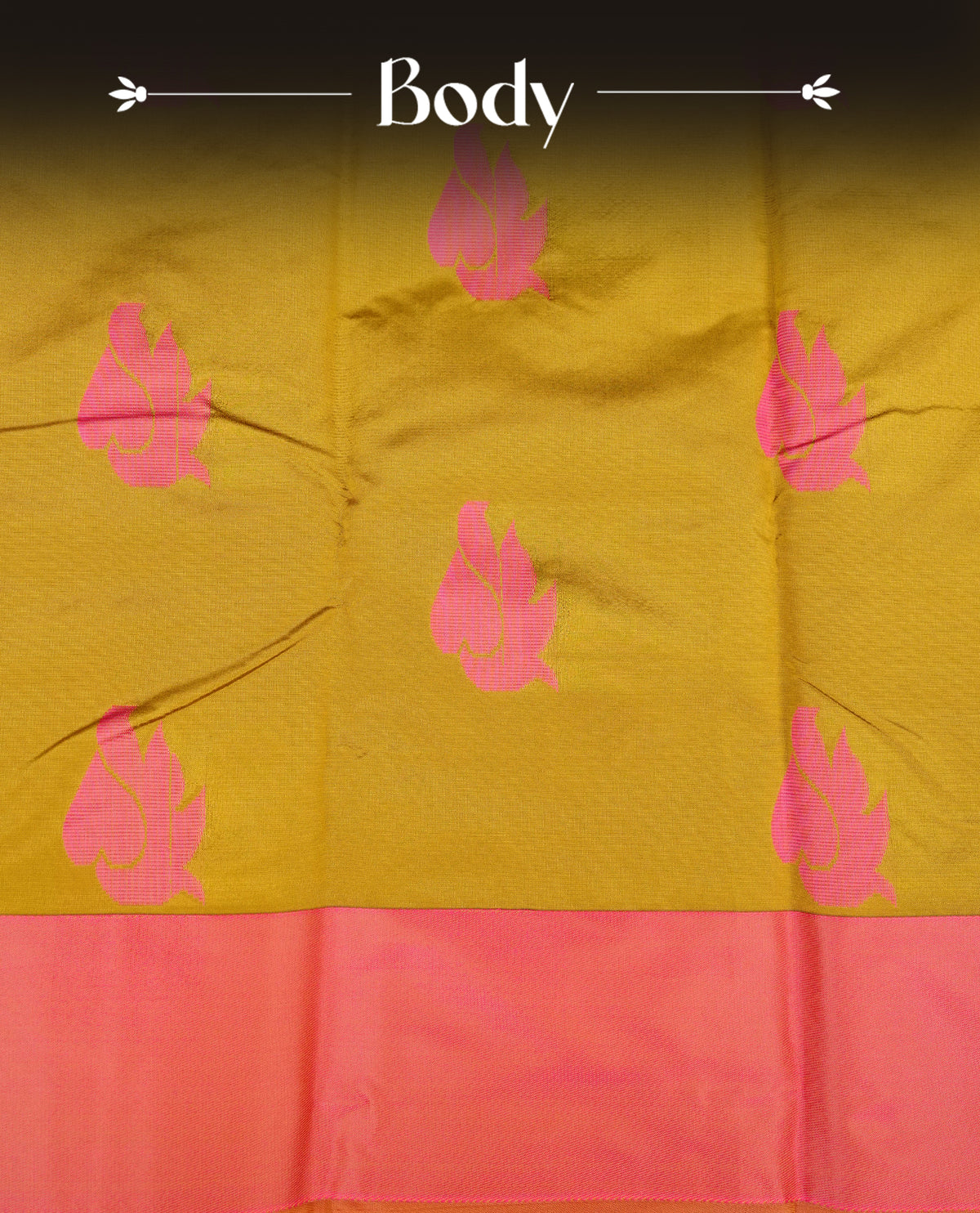 Olive green colour silk cotton saree featuring greenish pink colour thread motifs on body thread detiled contrast borders & pallu,comes with matching blouse piece