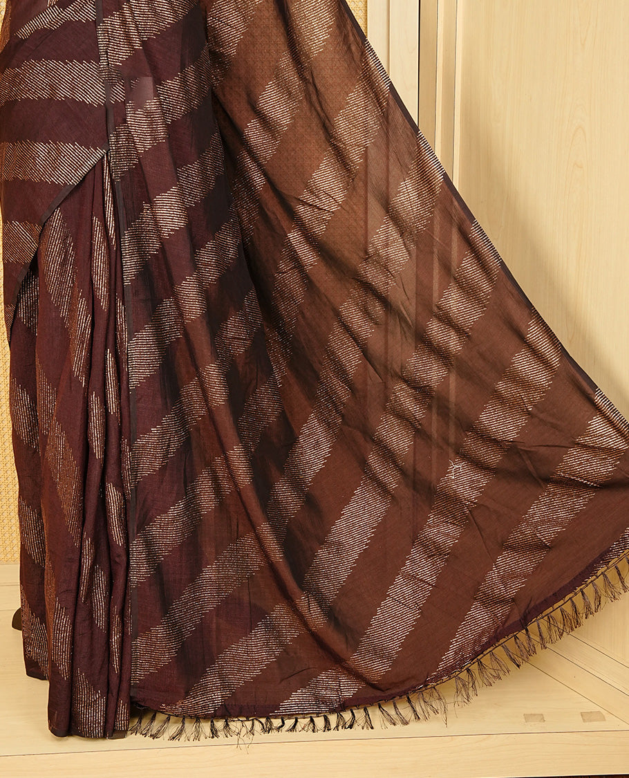 Coffee Brown colour Vijitra silk Saree Featuring Leheriya style gold Printed body, complemented by contrast pallu & tassels