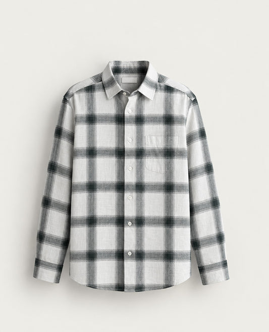 Green & Cream colour shirt with Check pattern on body, Full sleeve.
