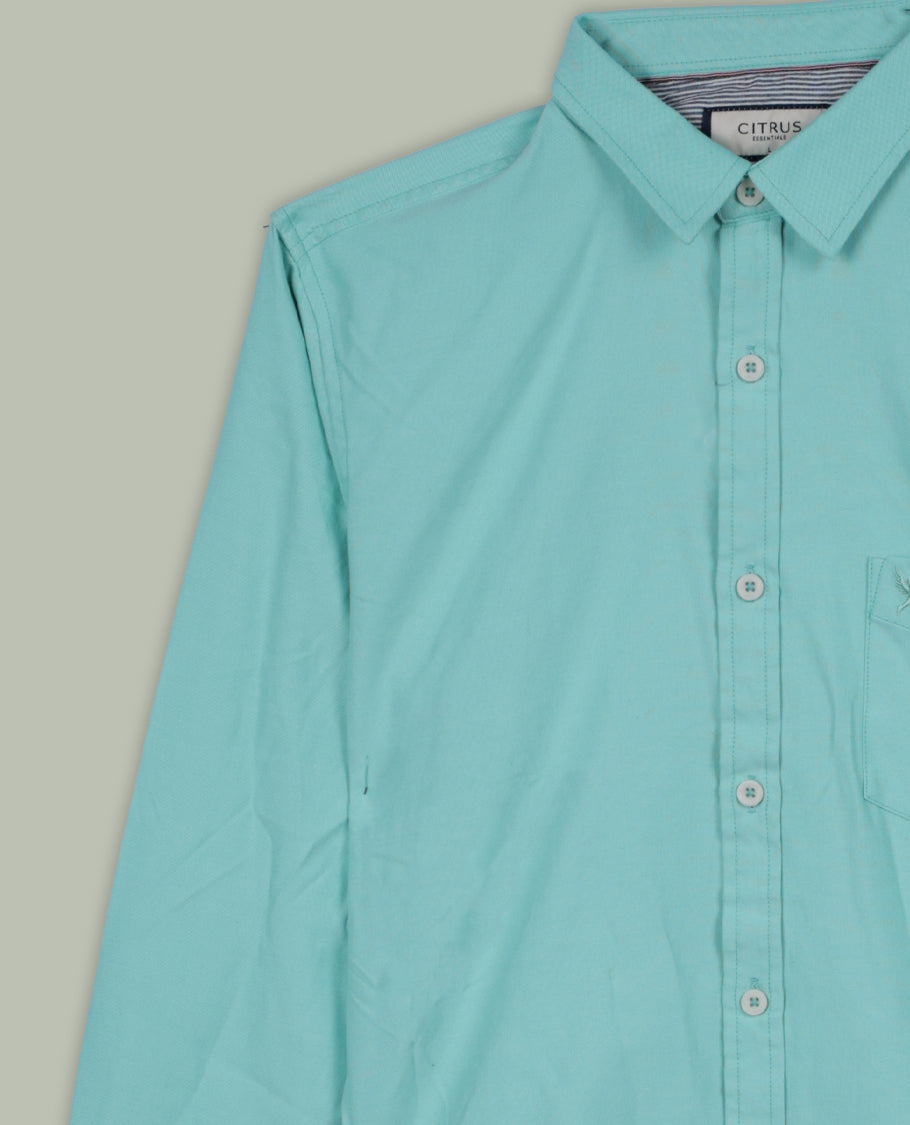 Sky blue colour shirt in soft cotton, Designed with a classic collar and full sleeves, it blends effortless style with everyday comfort.