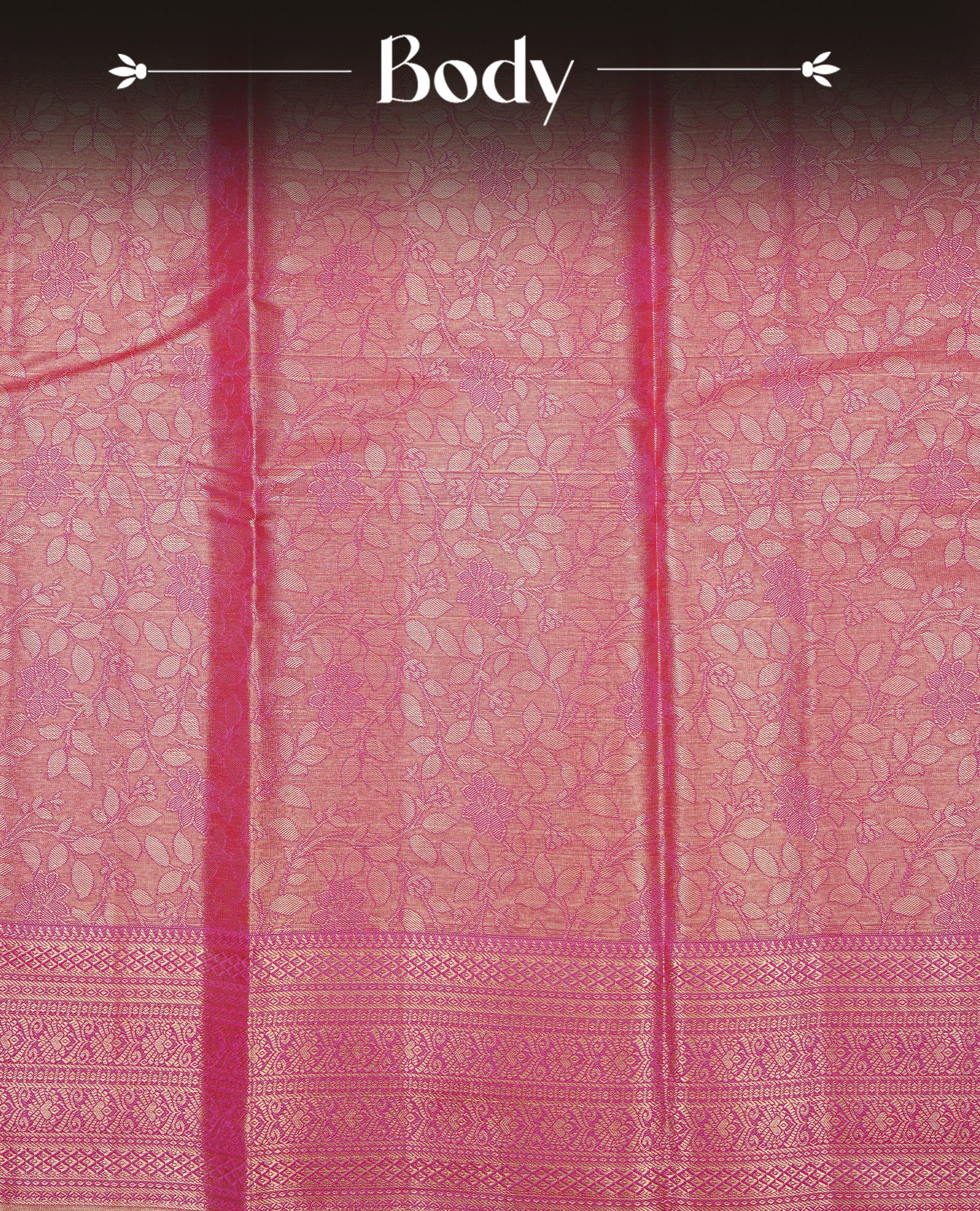 Magenta & Gold colour Double shade Semi tissue silk saree featuring self color kodi pattern on body, self colour with traditional border, paired with matching.