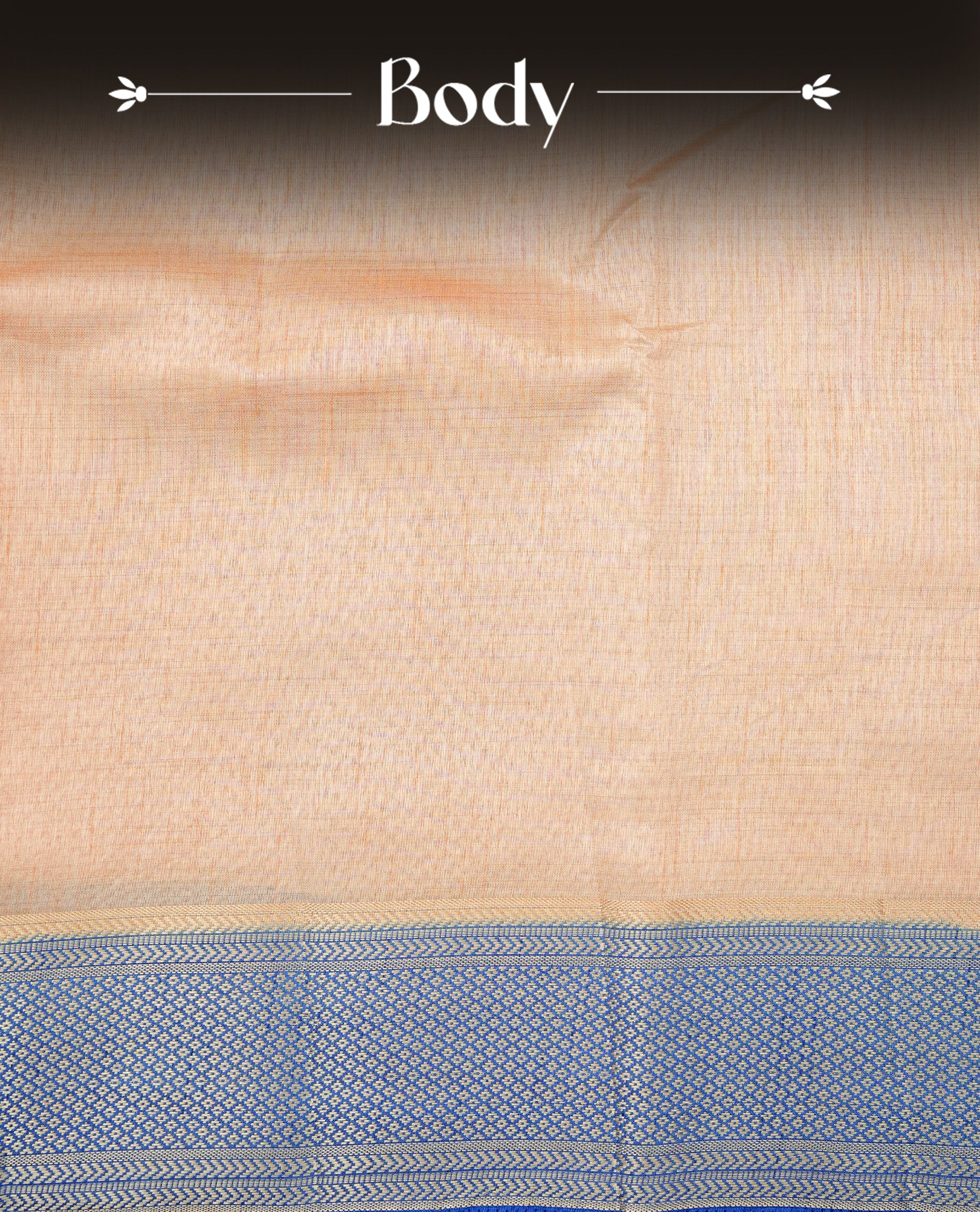 Light Gold Tussar saree featuring Gold zari buttas on body, complemented by contrast Blue Colour with Gold zari border, comes with matching blouse piece.