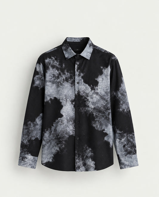Dark blue & Grey colour design shirt with pattern on body, Full sleeve.