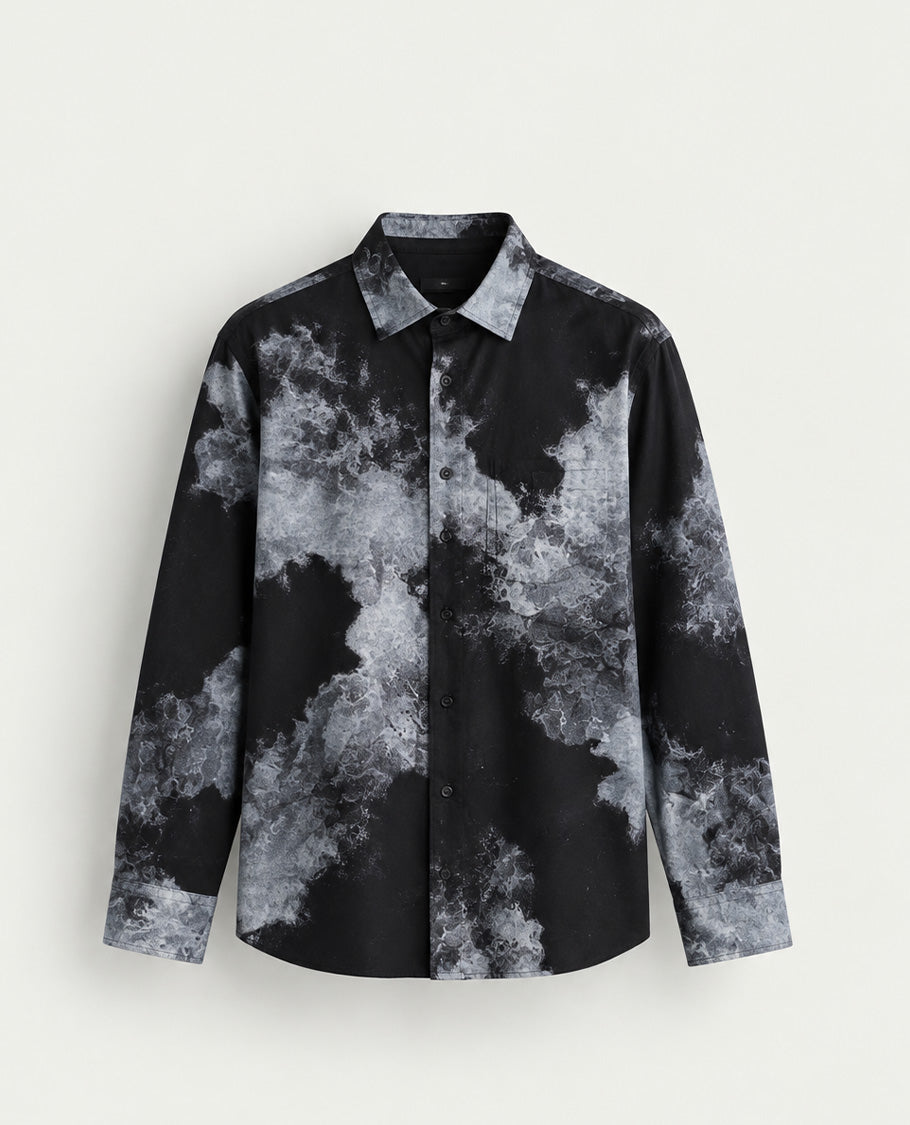 Dark blue & Grey colour design shirt with pattern on body, Full sleeve.