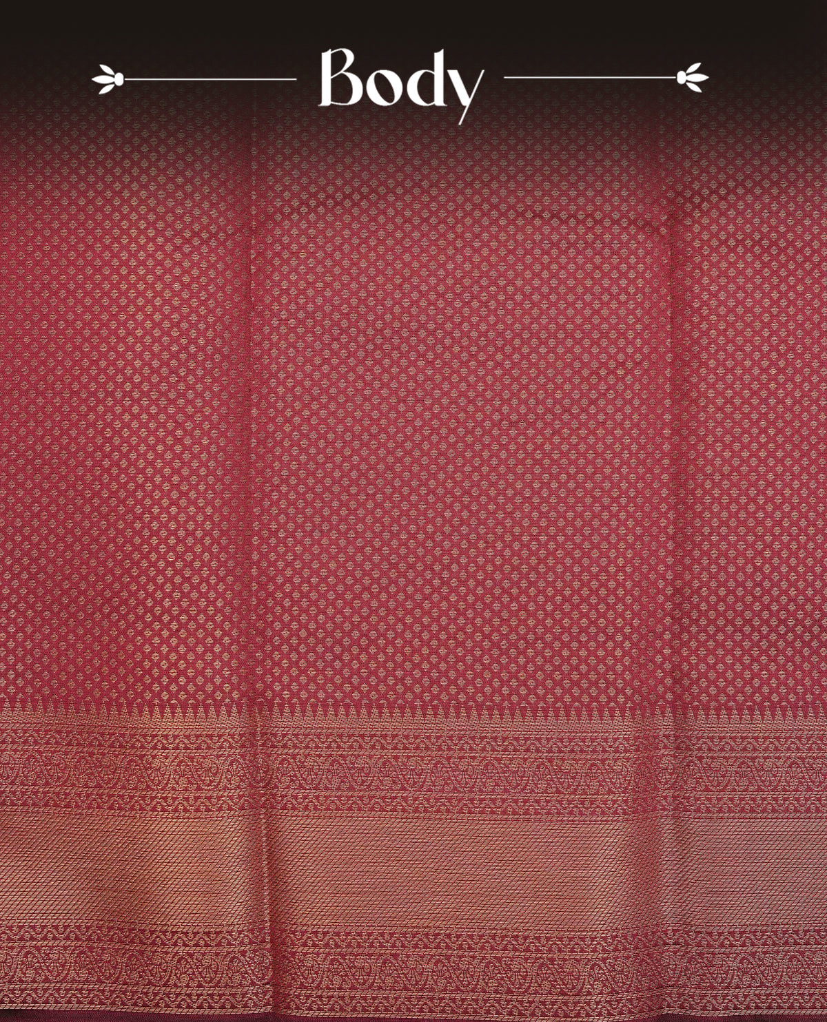 Forest green colour semi silk saree featuring gold zari check patterns on body, contrast maroon colour with traditional border on body, grand pallu comes with matching blouse piece