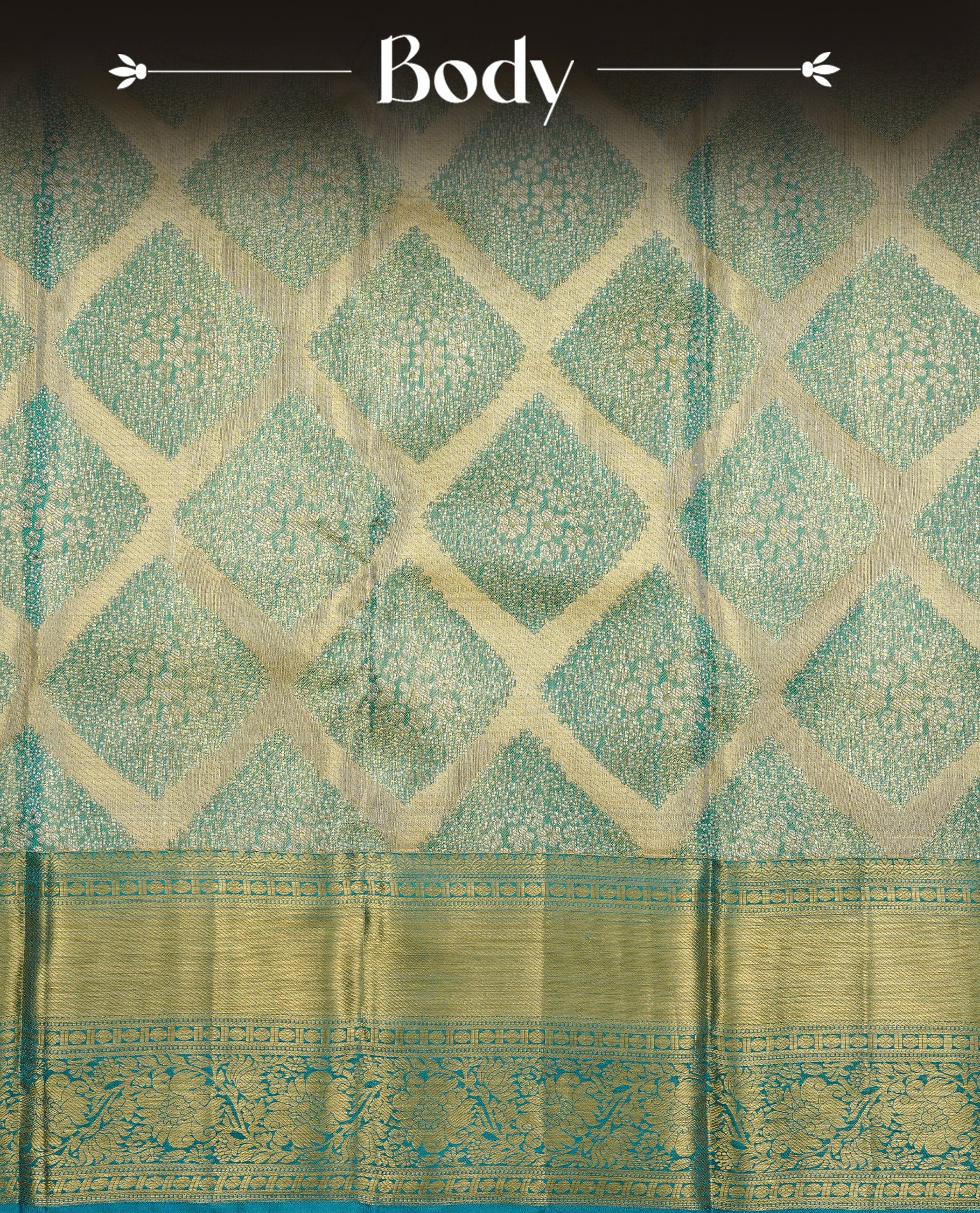 Blue & Gold double shade colour tissue silk saree featuring gold Pattern on body, complemented by self colour with Gold Zari border, comes with matching blouse piece.