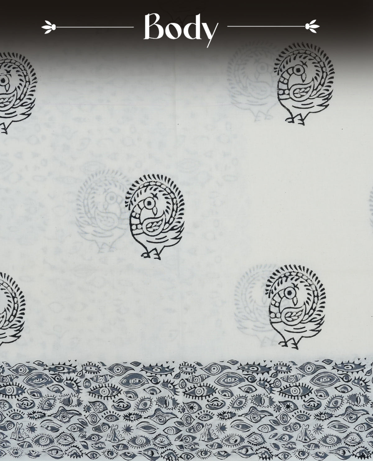 Off White colour kalamkari cotton saree featuring kalamkari printed body & pallu, paired with a matching  contrast blouse piece.
