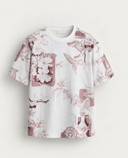 Off white colour Tshirt featuring Round neck, Print on body and Half sleeve.