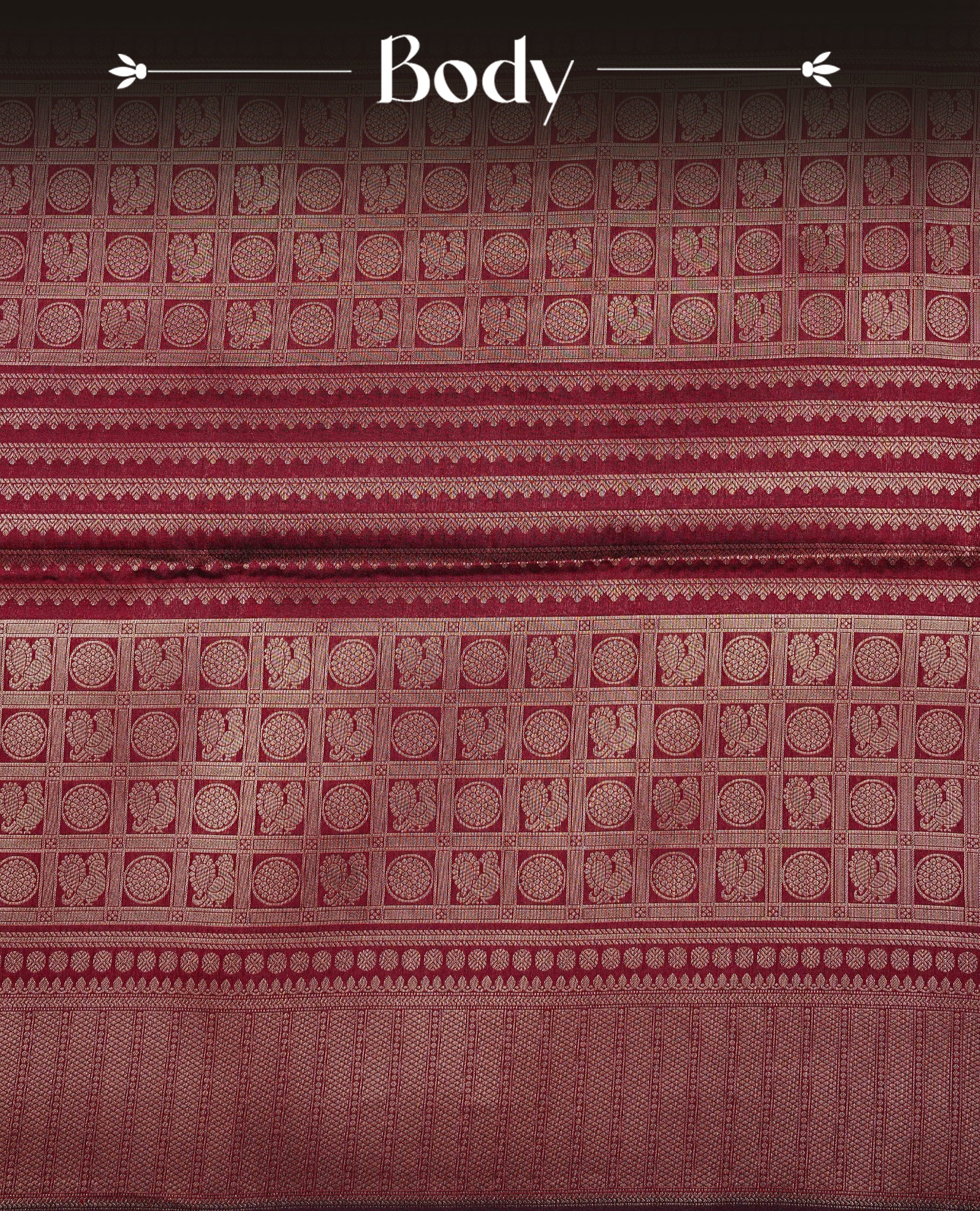 Chocolate brown color Semi Soft Silk Saree Featuring Gold Zari Checks With Delicate Motifs And Stripes Across The Body, Enhanced With A Self Coloured Gold Zari Border, And Paired With A Matching Blouse Piece.
