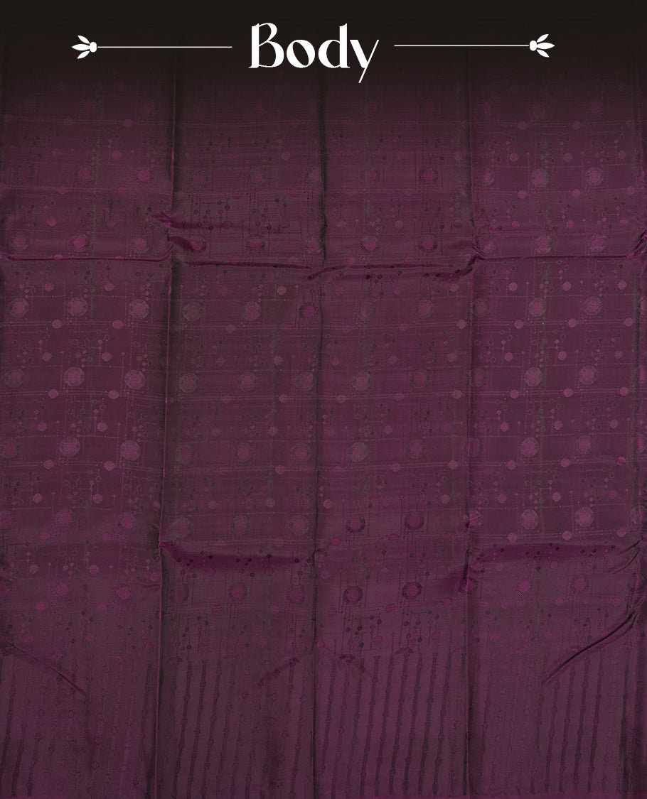 Purple colour Semi Soft Silk Saree Featuring a Self Coloured Patterned Body, Complemented by Self Coloured Pallu & Border and a Matching Blouse Piece