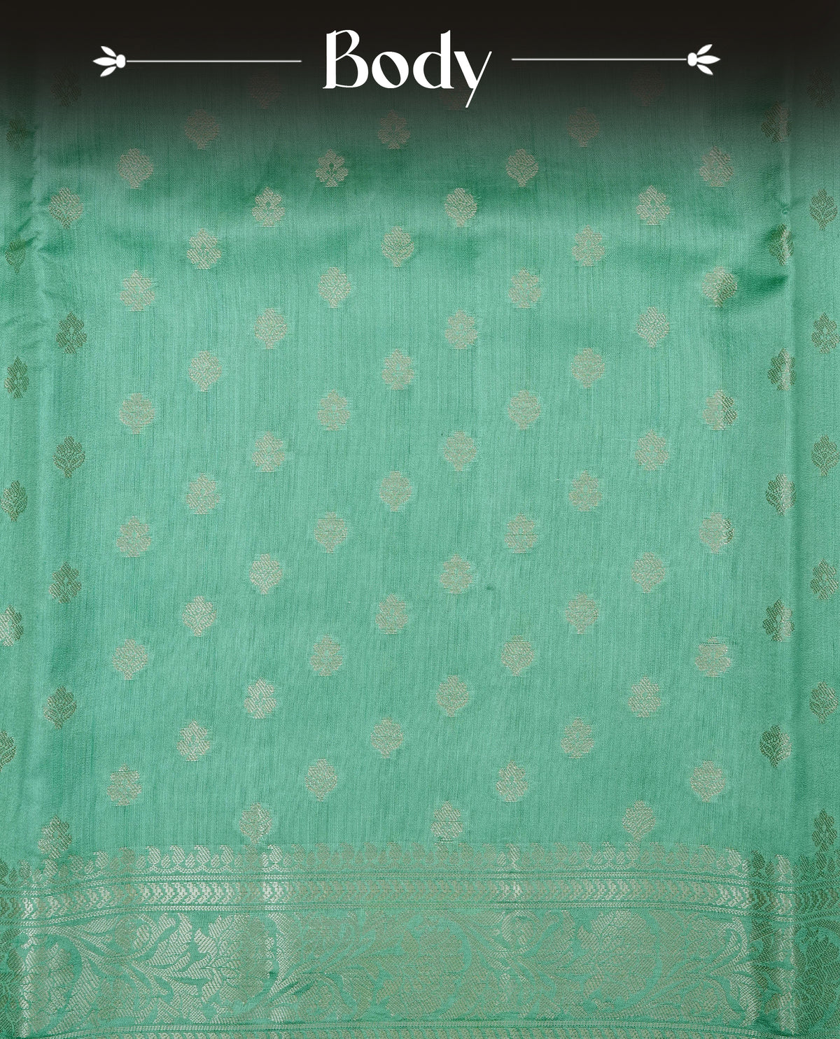 pastel green colour banaras saree featuring silver zari buttas on body, complemented silver zari on self colour border, comes with matching blouse piece.