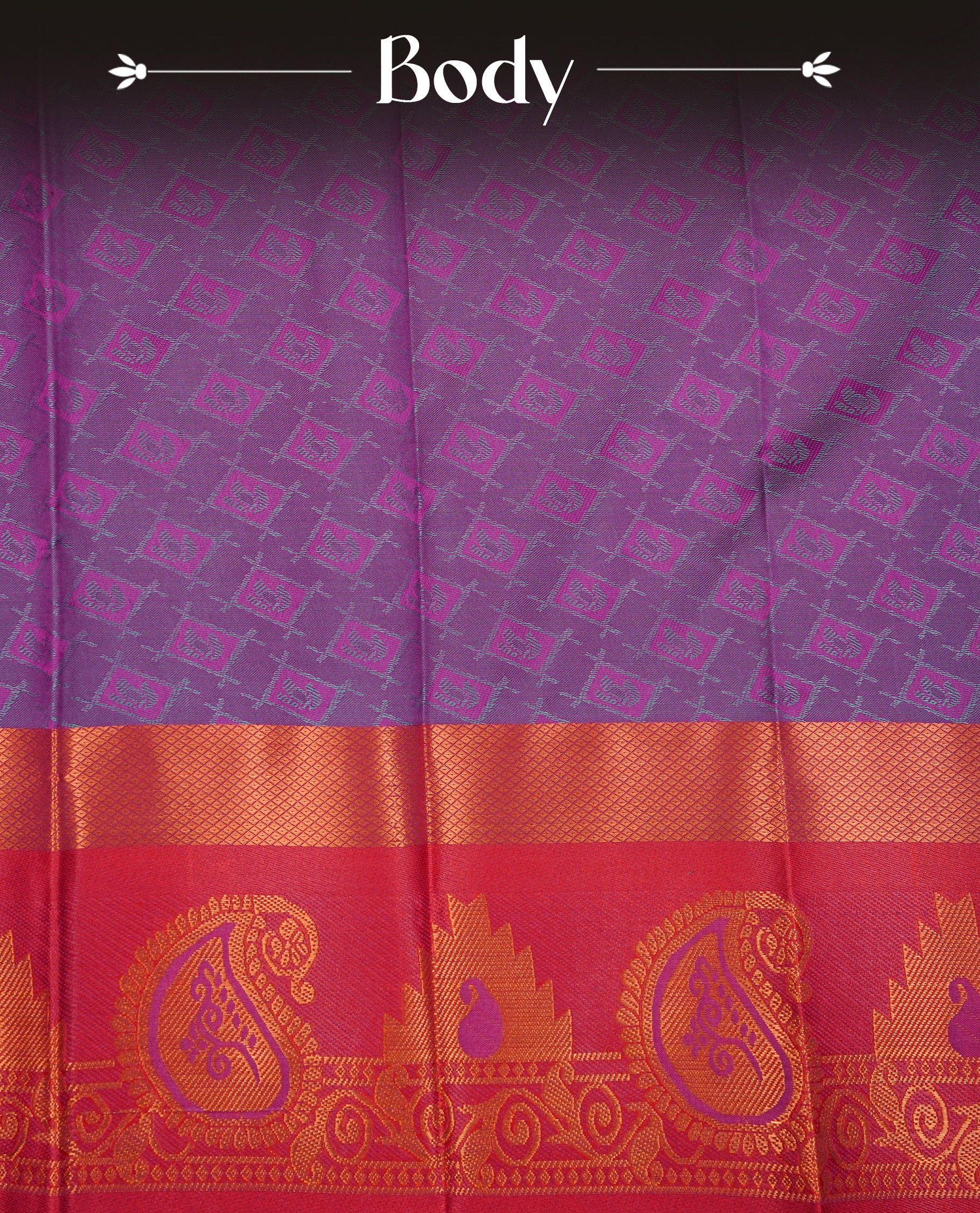 Grass green colour Semi silk saree Featuring self colour zari motifs on body, complemented by contrast Brick red colour with gold zari border, paired with matching blouse piece.