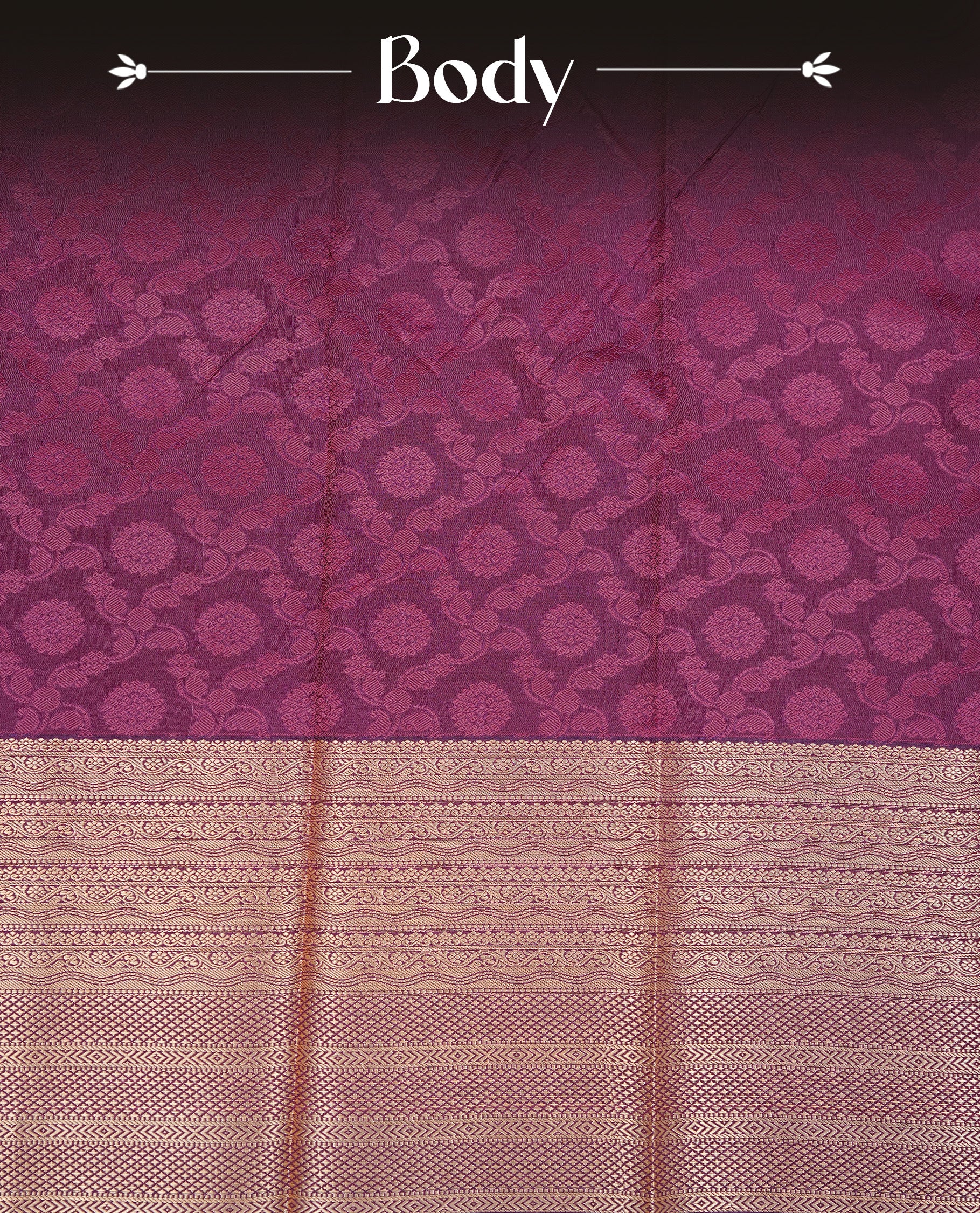 Maroon & gold colour Semi silk saree Featuring self colour zari motifs on body, complemented by contrast burgundy colour with gold zari border, paired with matching blouse piece.