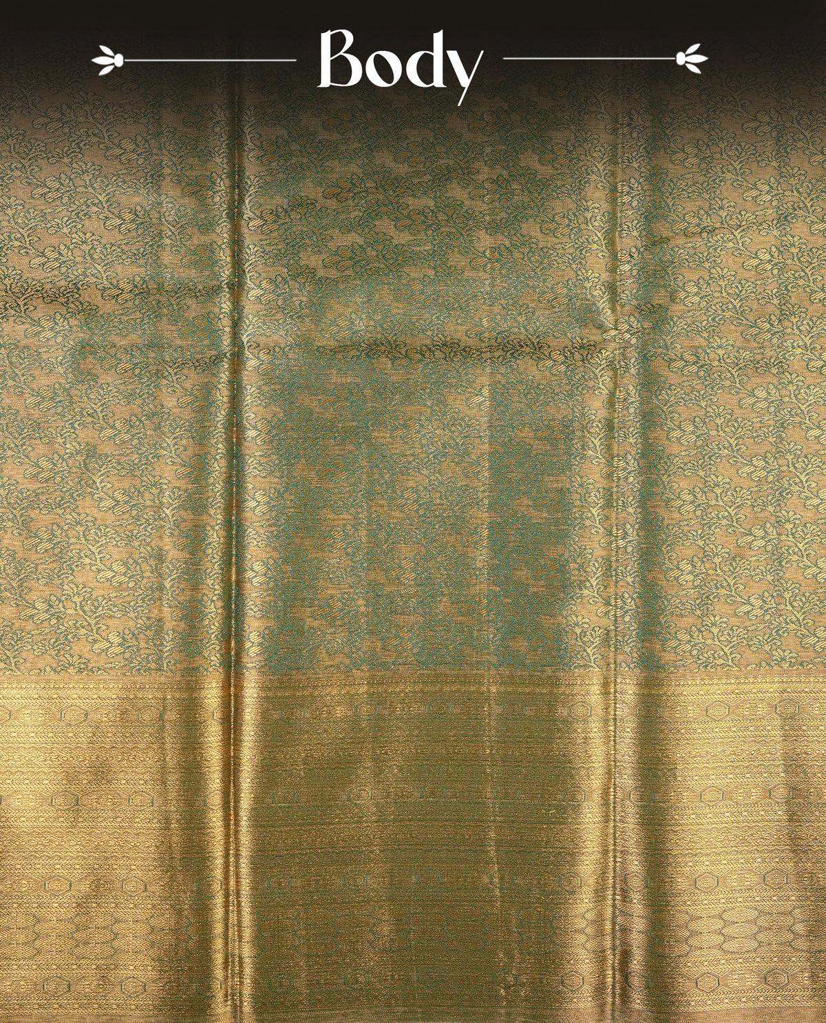 Green & Gold colour Double shade Semi tissue silk saree featuring self color kodi pattern on body, self colour with Fancy border, paired with matching.