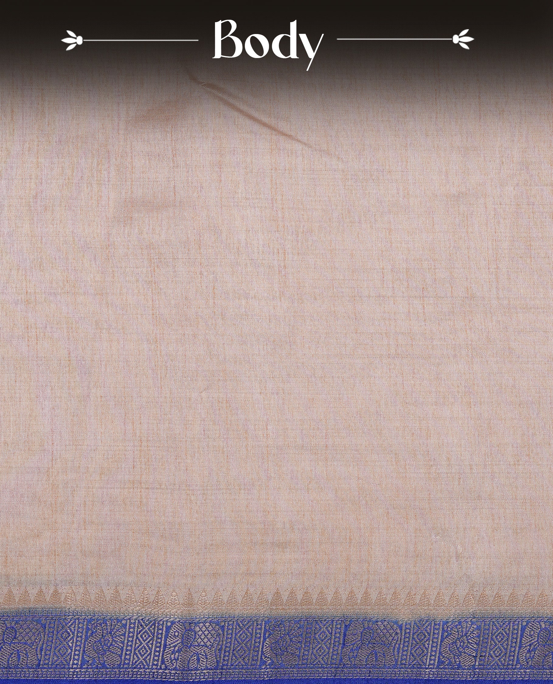 Cream colour Tussar silk saree Featuring Elegant Plain body, complemented by Contrast Blue colour with gold zari border, paired with matching blouse piece.