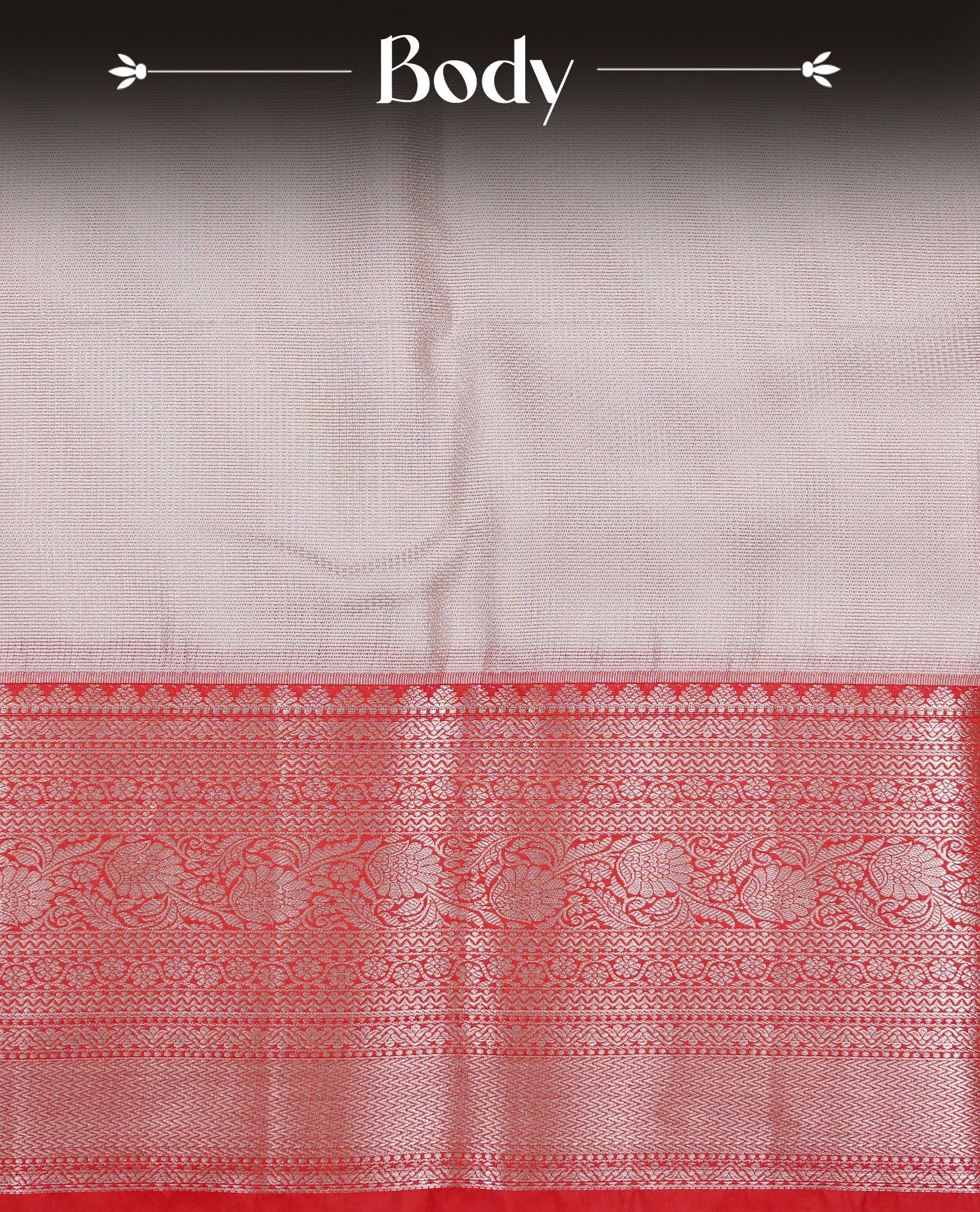 Light pinkish Cream colour Net Tissue saree Elegant plain body, complemented by Red colour with Light gold zari traditional border, paired  with matching blouse piece.