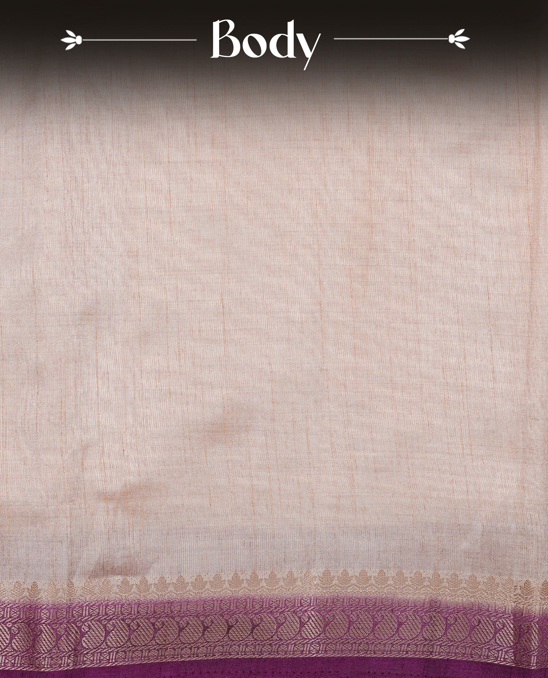 Cream colour Tussar silk saree Featuring Elegant Plain body, complemented by Contrast Purple colour with gold zari border, paired with matching blouse piece.
