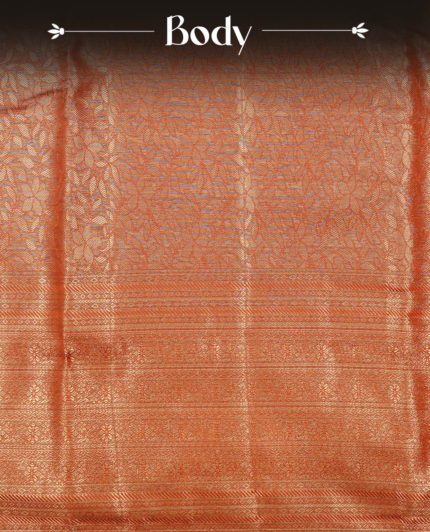 Red & gold colour Tissue silk saree featuring Maroon & Silver zari kodi pattern on body, enhanced with Zari border on self colour, paired with matching blouse piece.