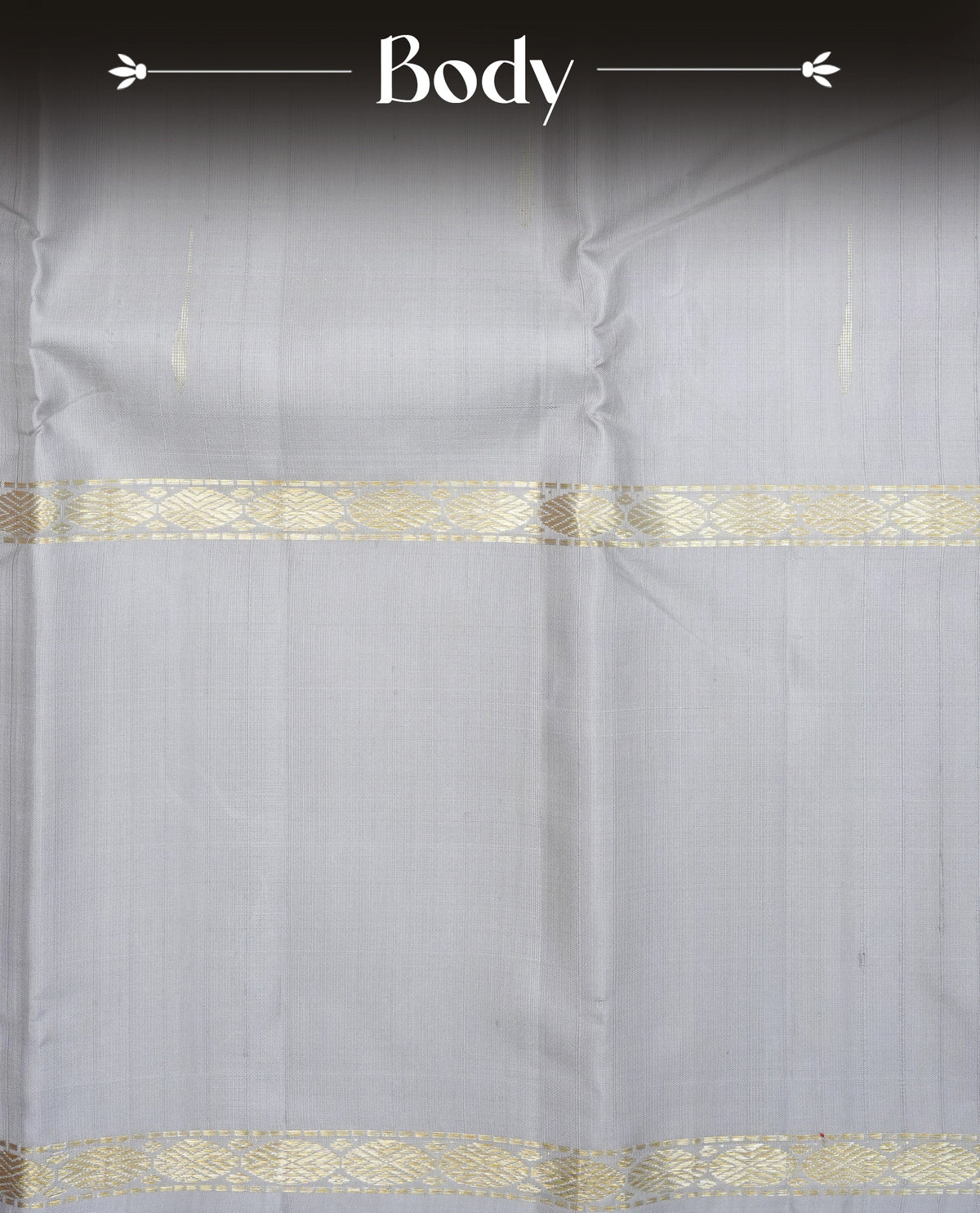 Grey colour Traditional kancheepuram silk saree featuring Motifs on body, complemented by self colour with zari border, comes with matching blouse piece.